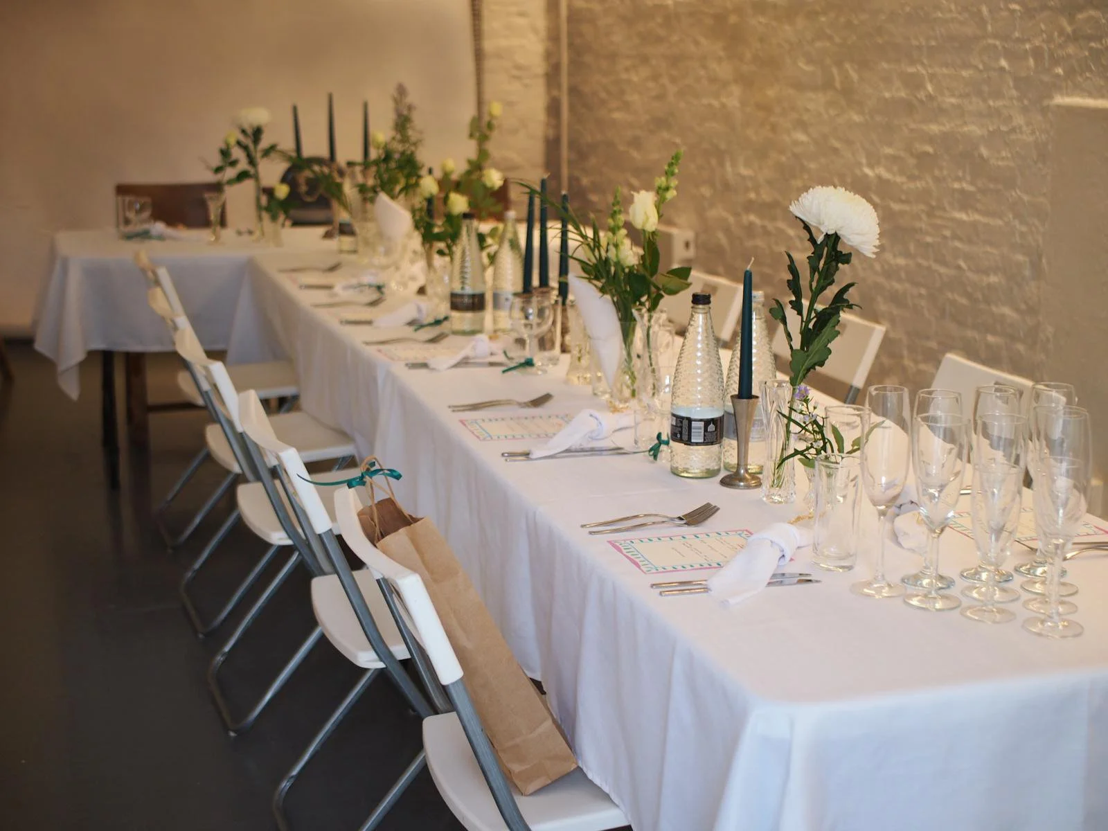 table set up for dining event at Green Lens Studios in Haringey
