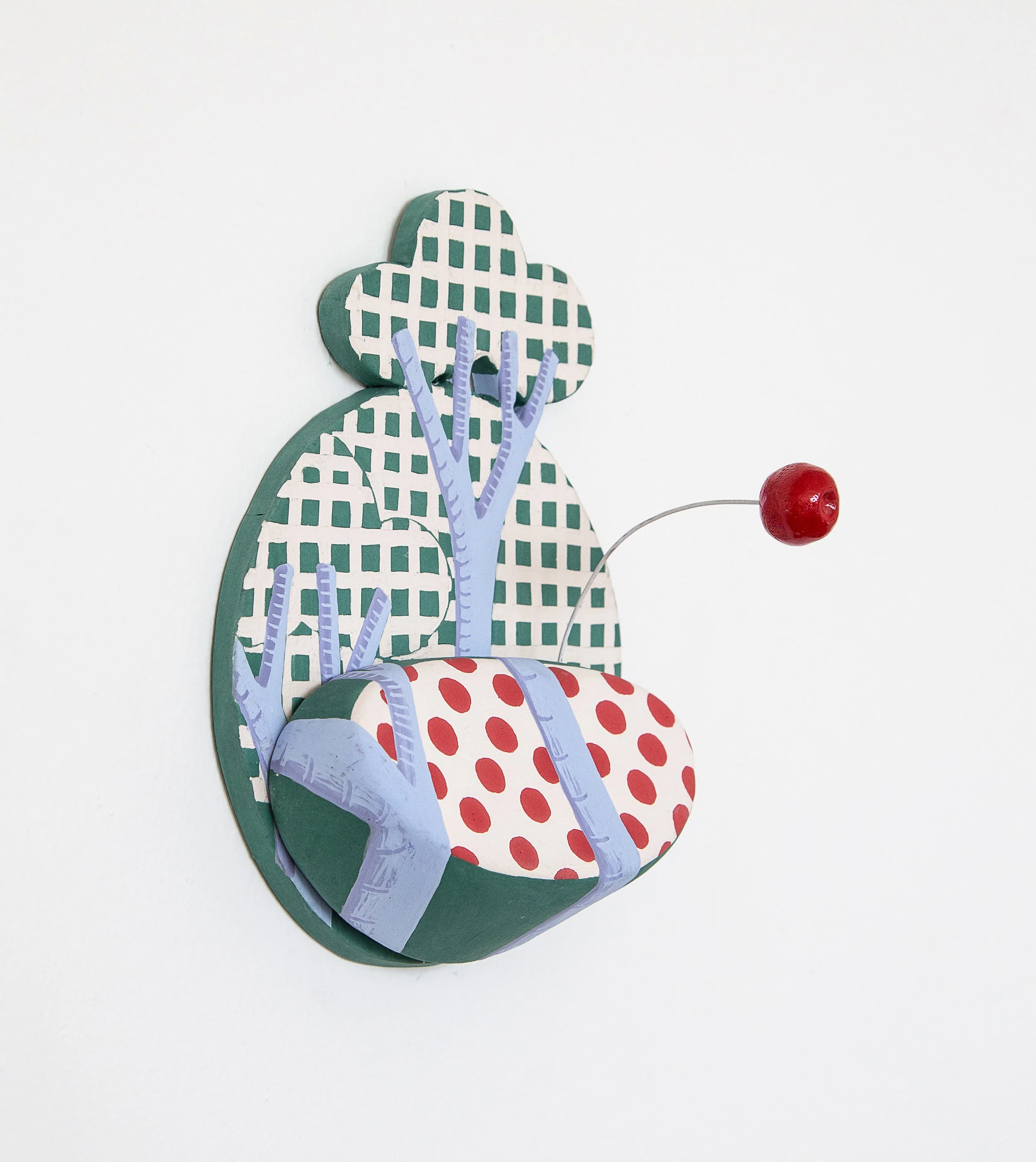 Shifty Rickrack with Boing Porcelain tile, shelf, and appendage with wire; 7.25 x 6 x 4 inches; 2017 