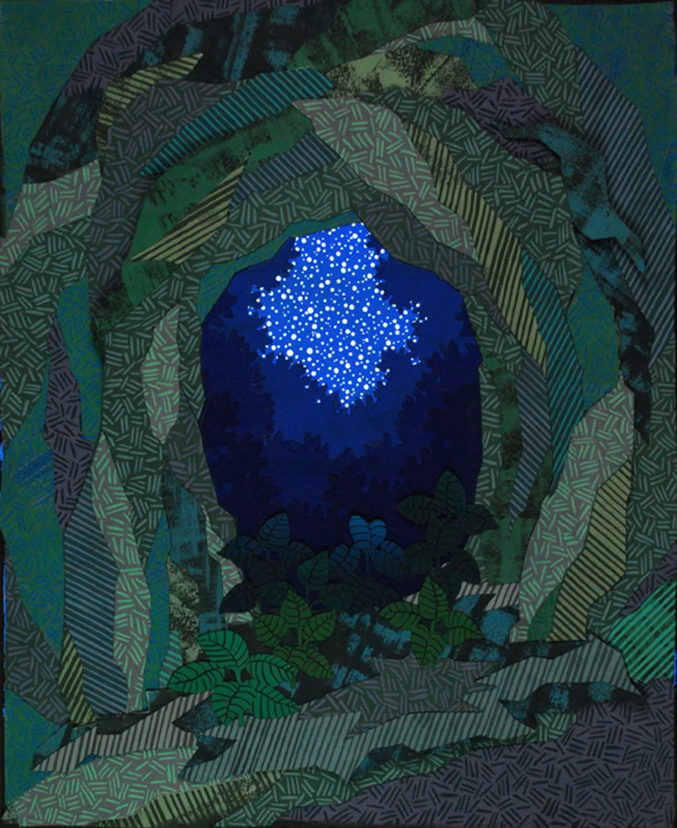 Occulus Gouache on paper, hand cut and collaged; 15 x 18 inches; 2015