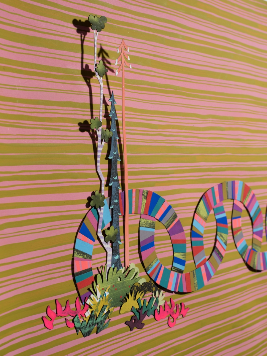 Rainbow Links - DETAIL Gouache on paper, hand-cut and collaged; 19" x 30"; 2014