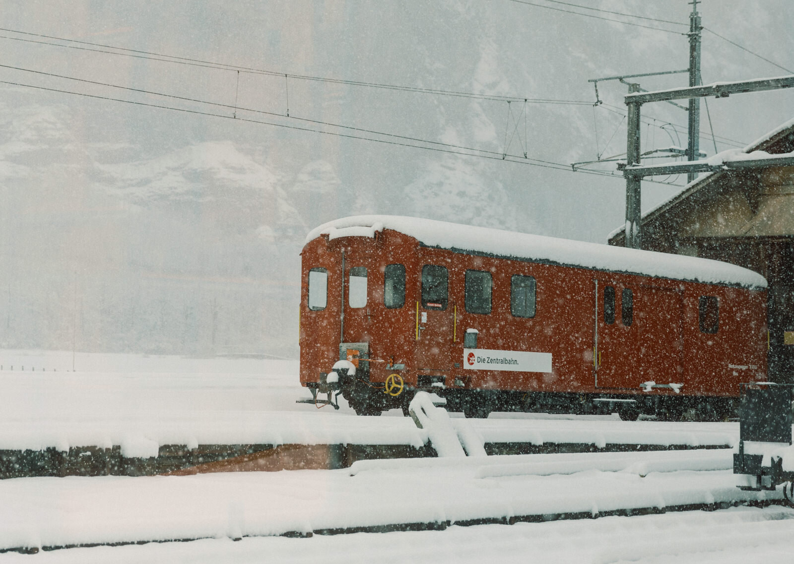 The little red mountain train, Switzerland