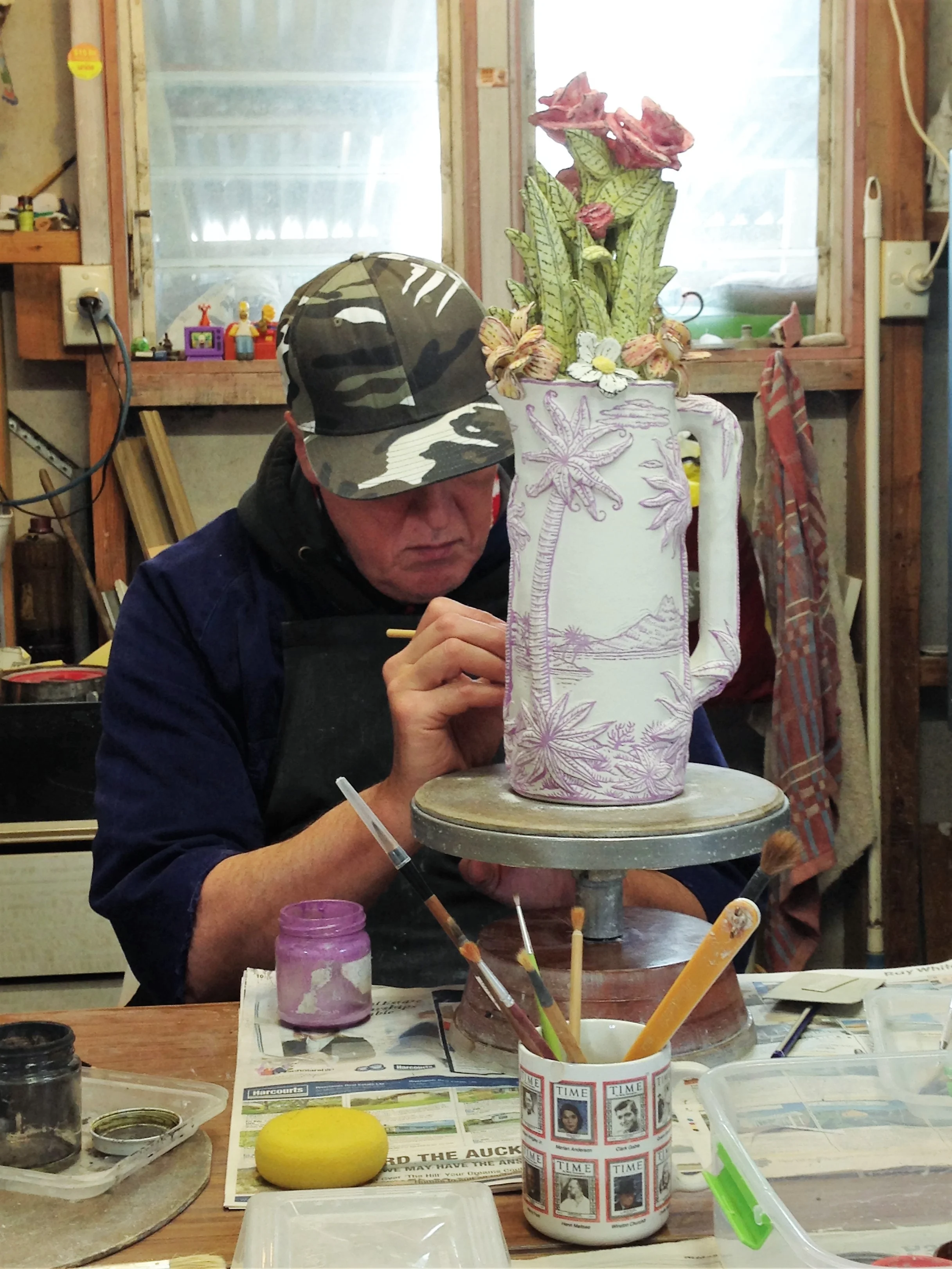 Chuck Joseph glaze painting "Flowers for the Manukau"