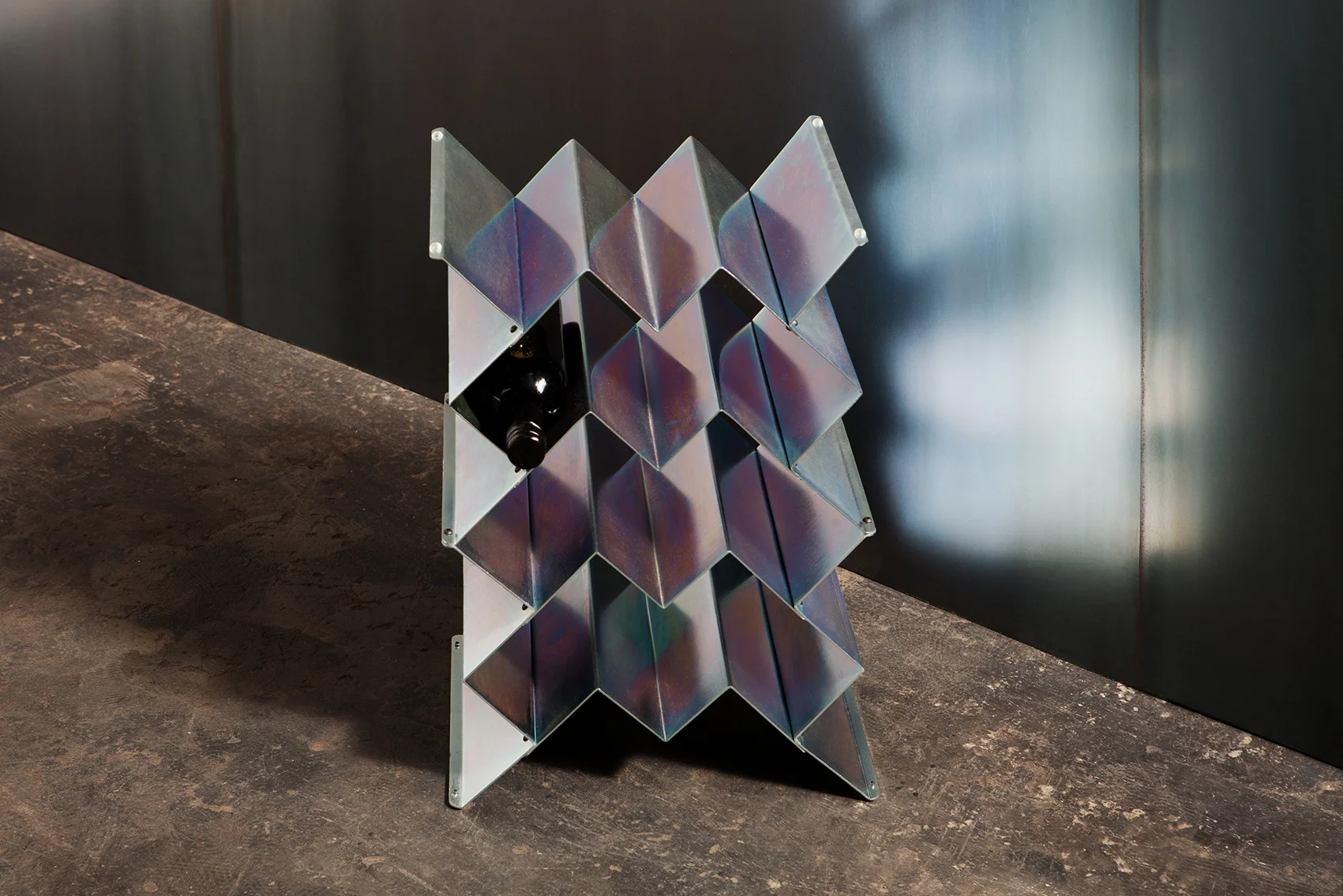 Silver zinc Fold wine Rack