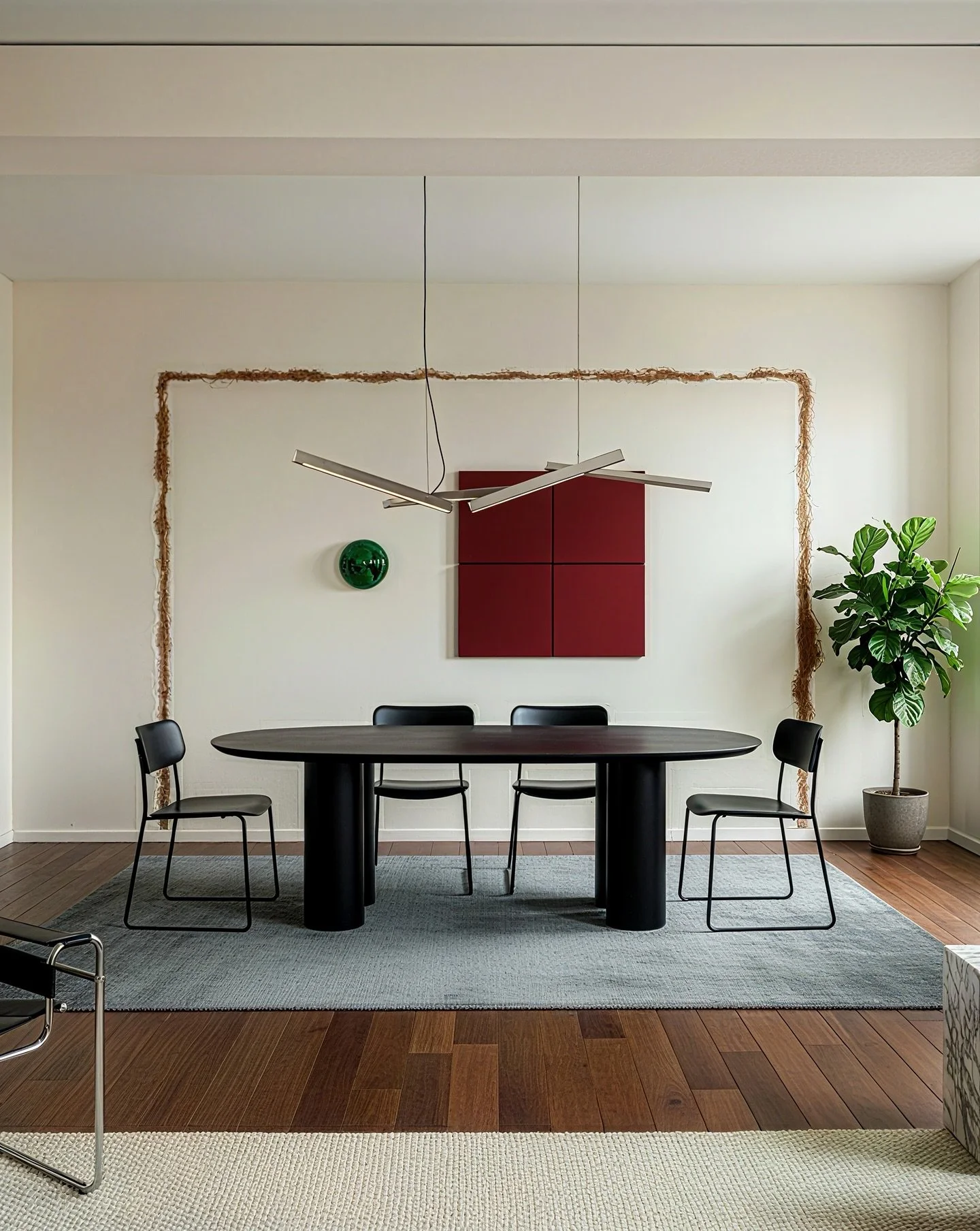 Product in Use 01 |  The refined lustre of machined aluminium.
Stripped of applied colour, the Bloc Pendant in brushed aluminium celebrates the integrity of its material. 
The surface texture is the result of precise, high-tolerance machining and b