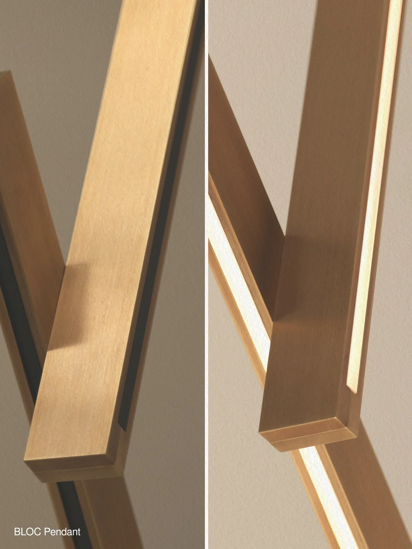 With clean intersecting forms and a range of rich brass finishes, the Bloc Pendant offers a refined architectural presence. Its soft ambient light brings warmth to contemporary interiors.