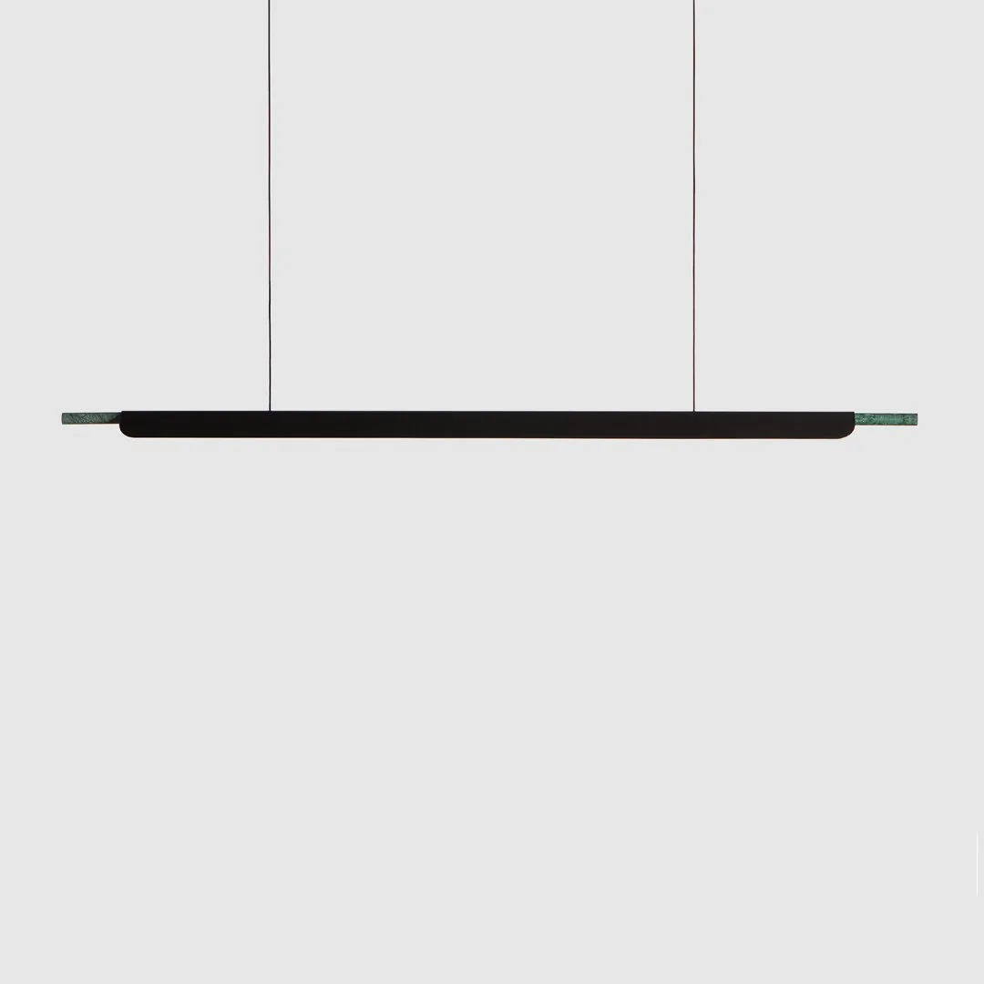 Formation Linear Pendant —Powder-coat Black + Verde Guatemala
