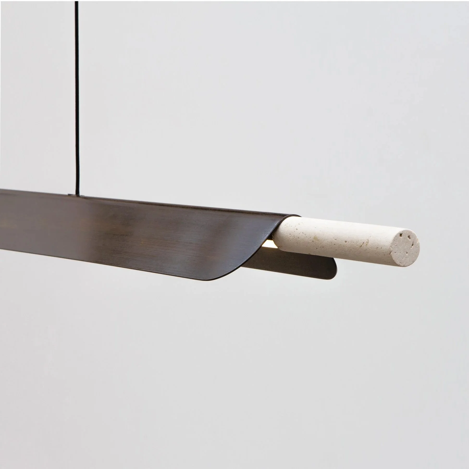 Formation Linear Pendant—Bronzed Brass + Unfilled Travertine