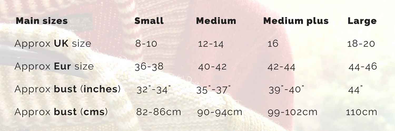 Size guide — Susan Holton Knitwear