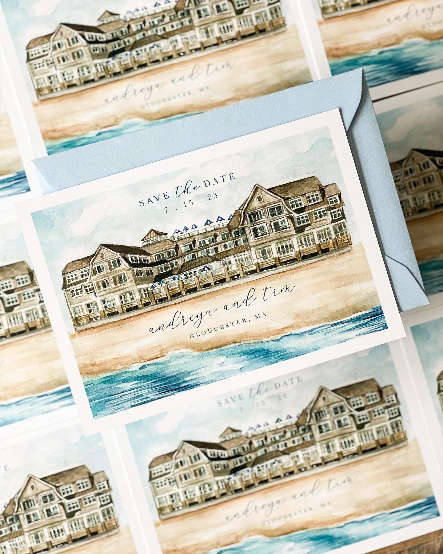Beach season has arrived 🌊 ⁣⠀
⠀
⠀
⠀
⠀
#designedbythec #customstationery #savethedate #watercolor #2022wedding #venuepainting #custominvitations #watercolorweddinginvitation #handpainted #bespokewedding #2022bride #watercolorwedding #stylemepretty #d