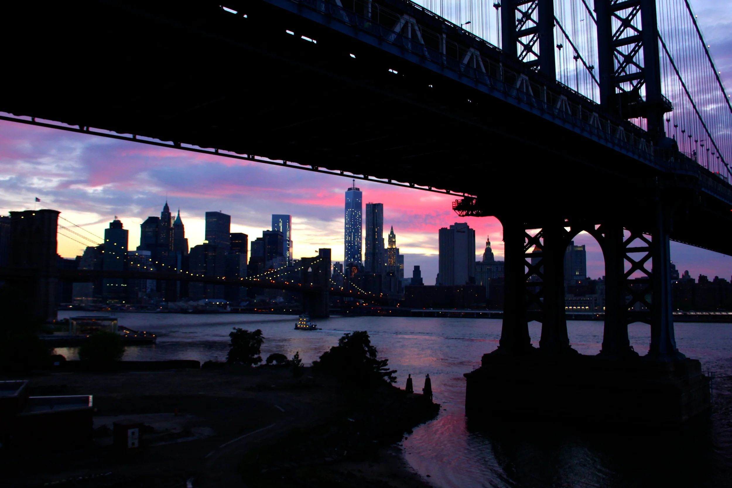 Pink sky over Manhattan.