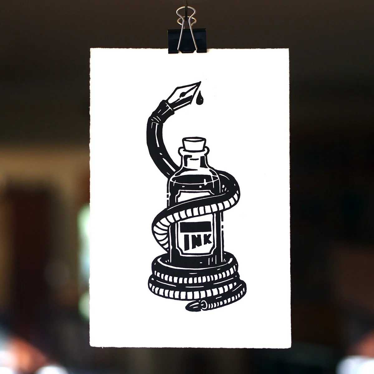 Ink Snake Linocut Print