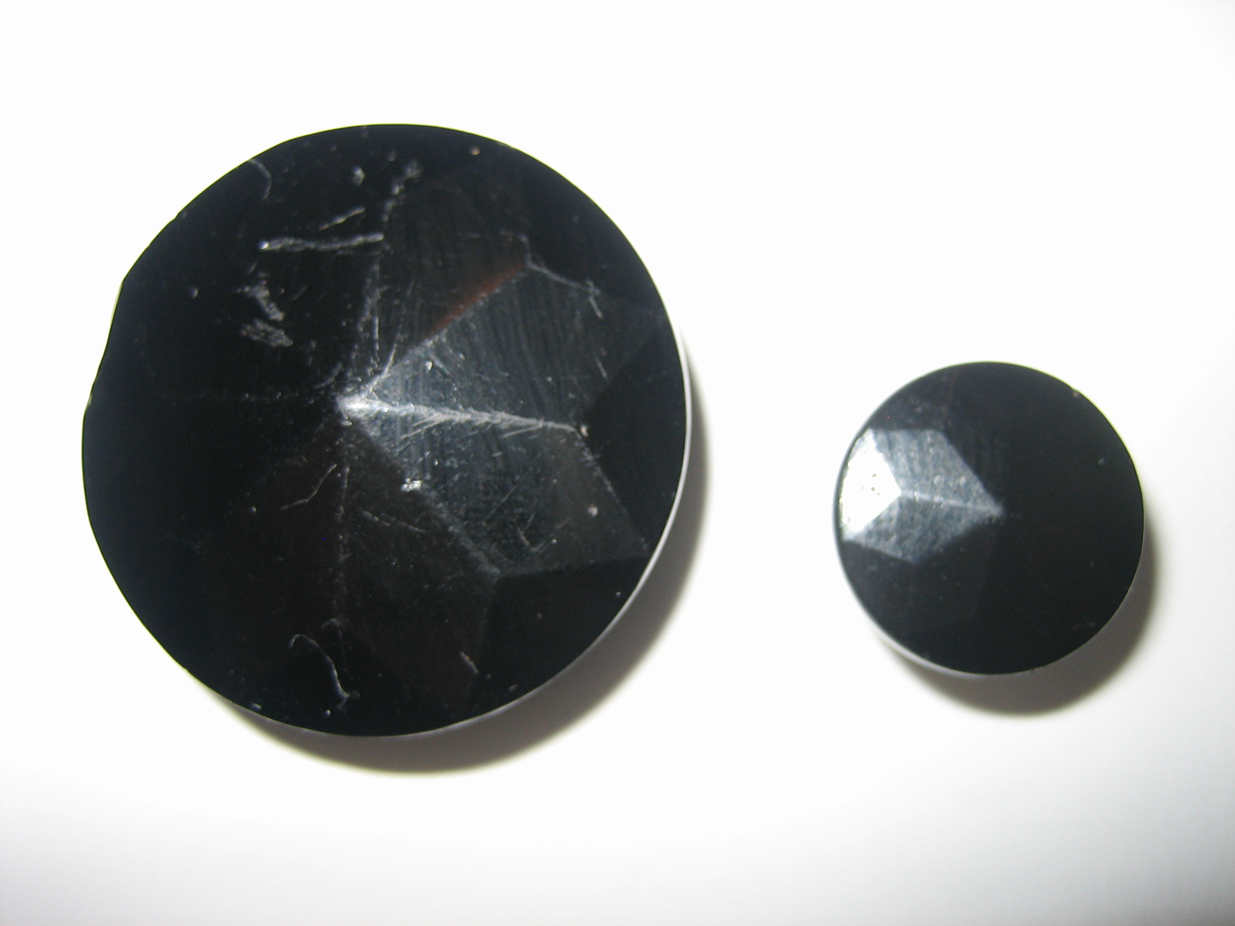 Black Glass Faceted Star Buttons — 183 Vintage Buttons