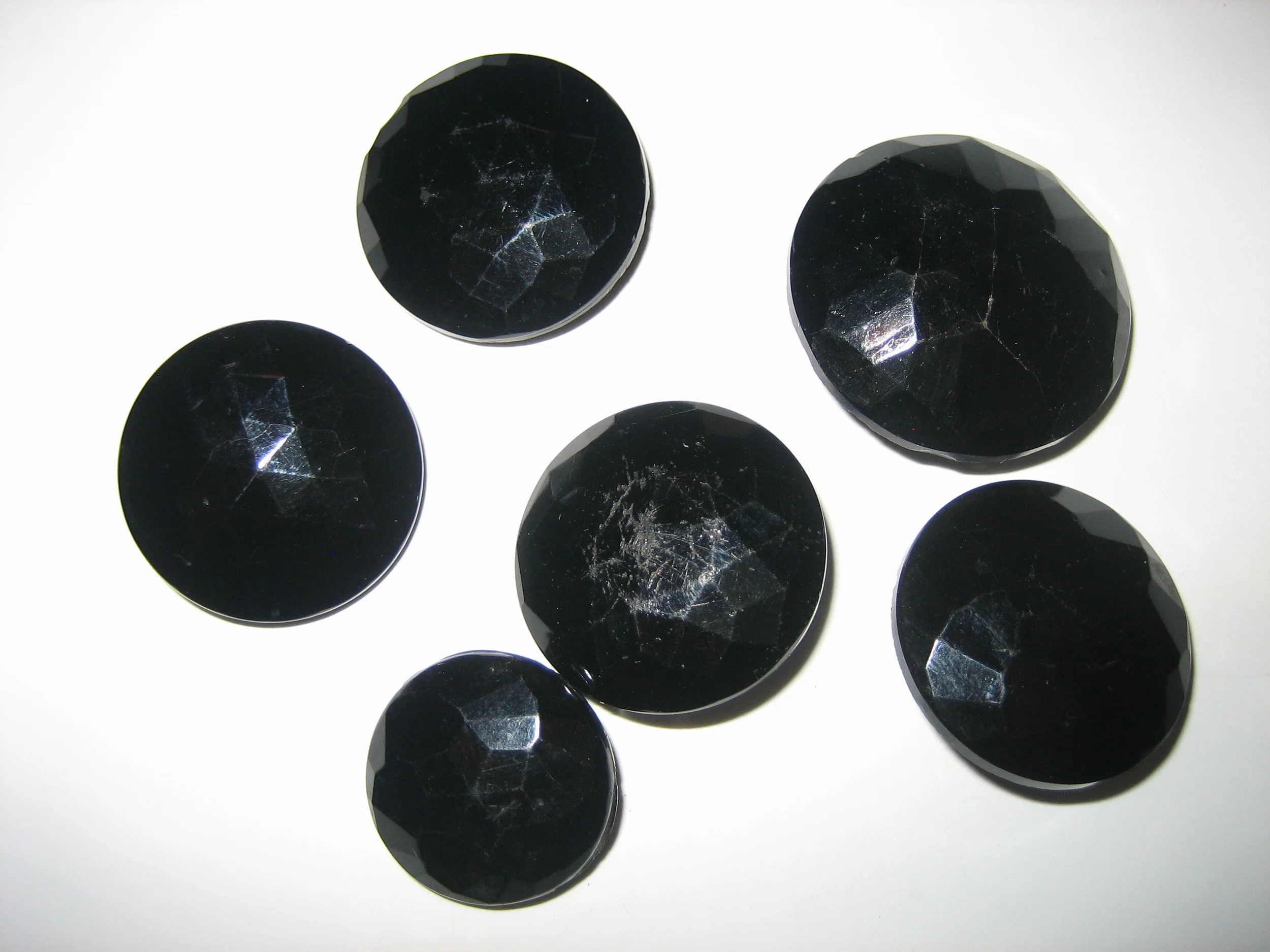Black Glass Triangular Faceted Buttons
