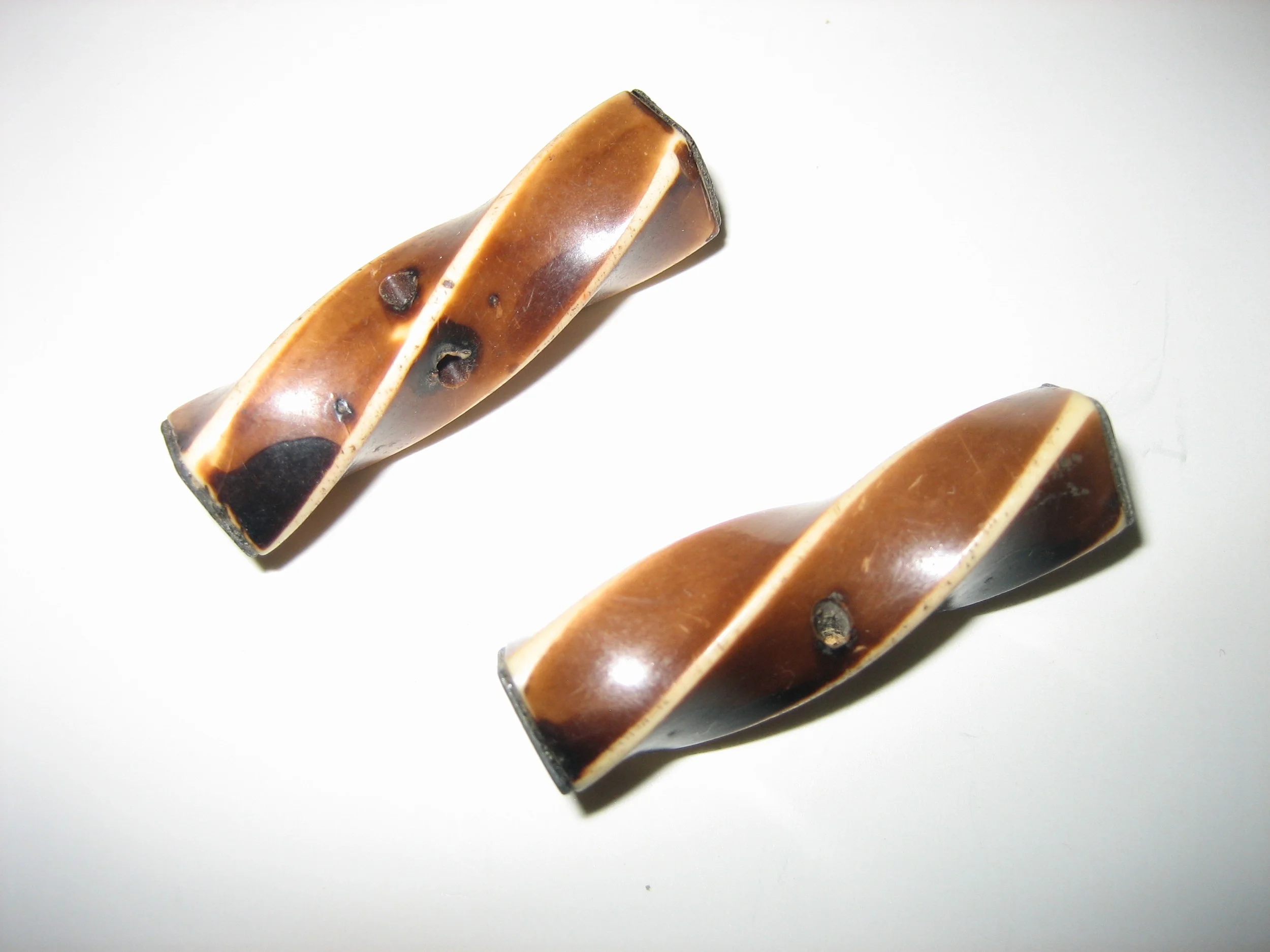 Set of 2 Brown Spiral Metal-Tipped Buttons