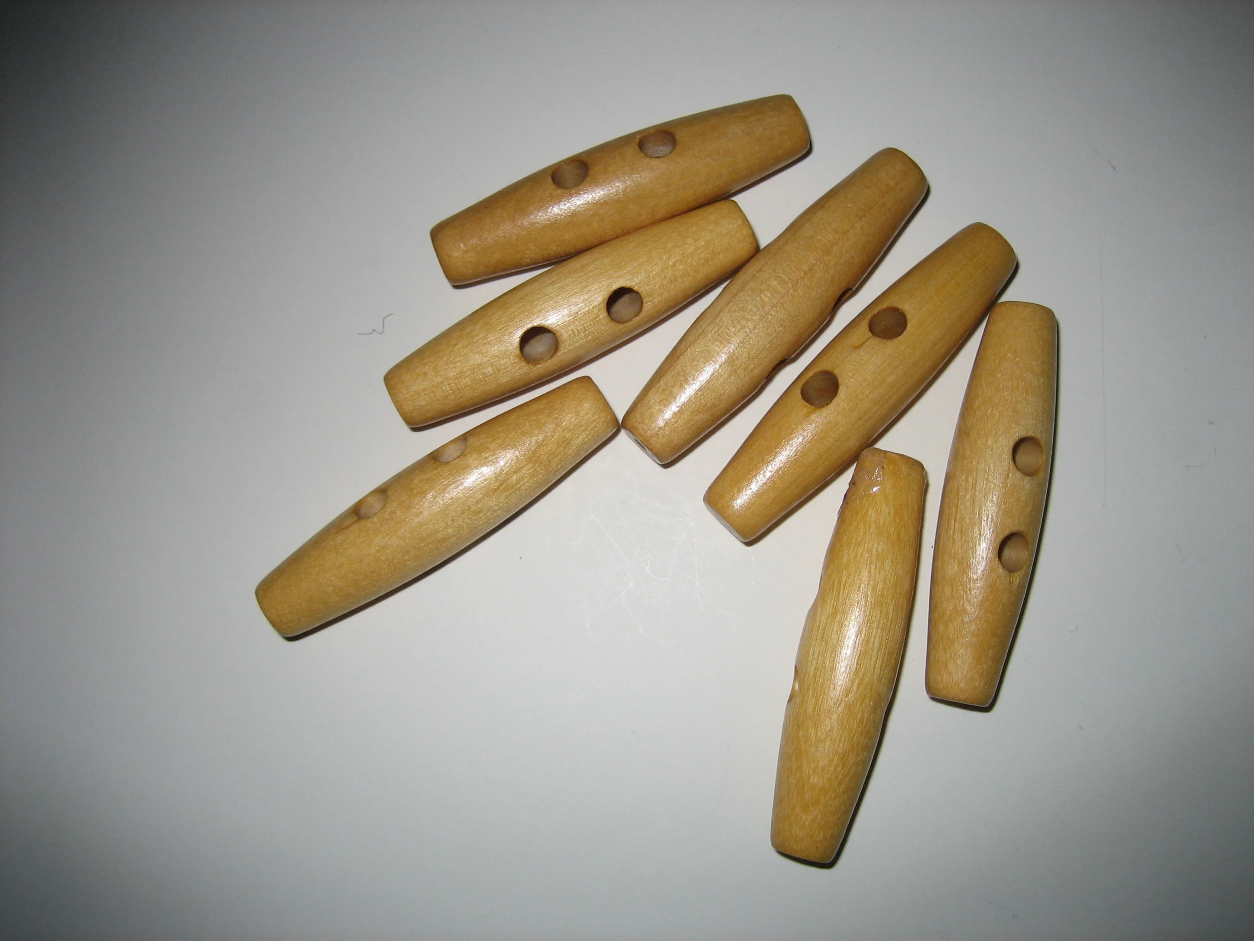 Set of 7 Blonde Wood Toggle Buttons