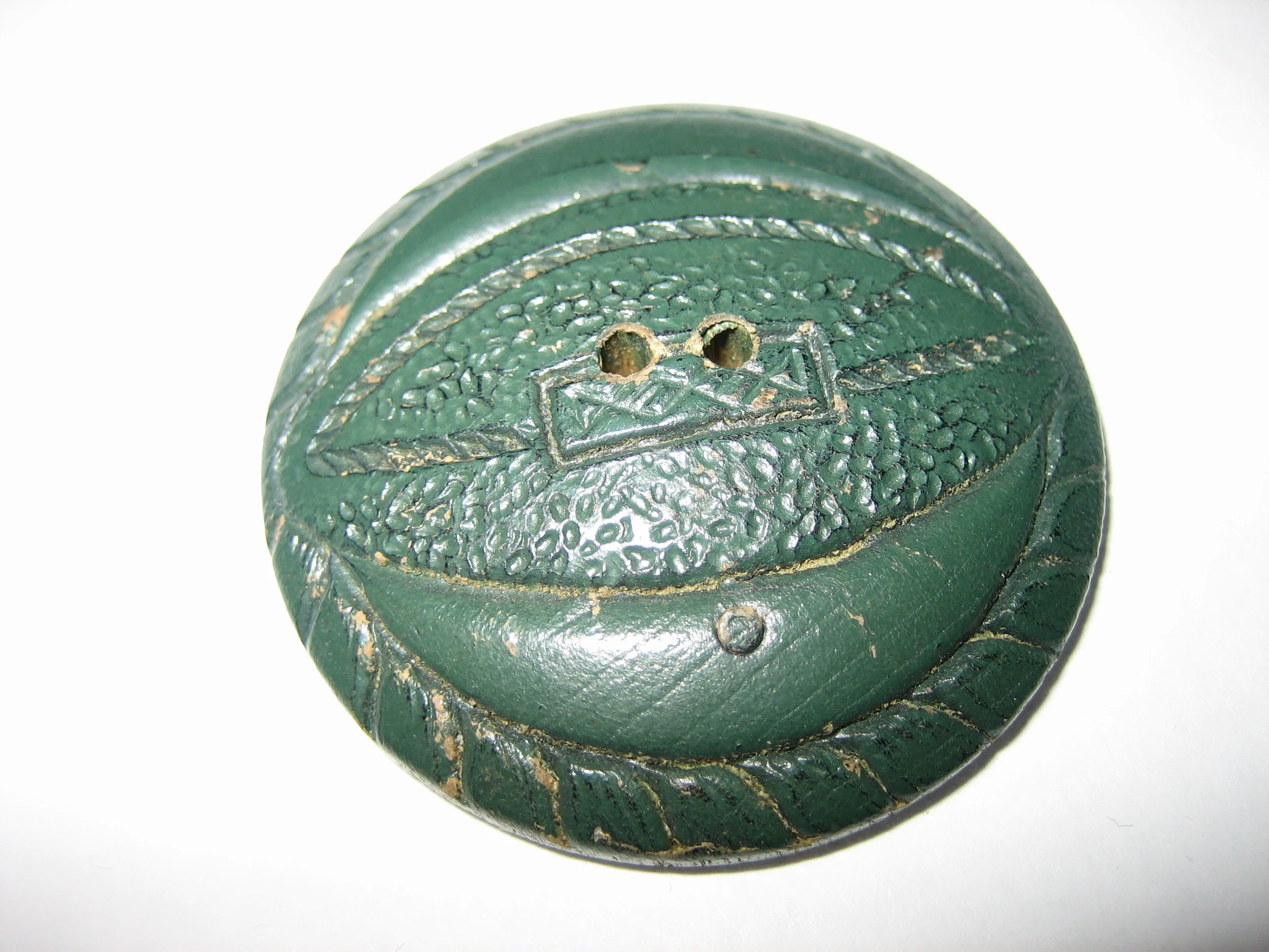 Extra-Large Green Wood Football Button