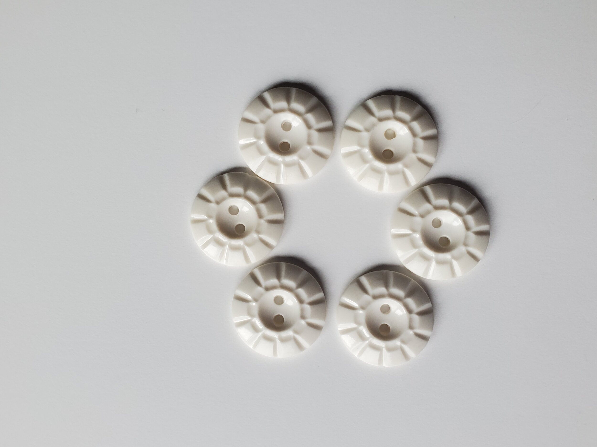 Shiny Notched Whites - 3/4" -Vintage - Set of 6