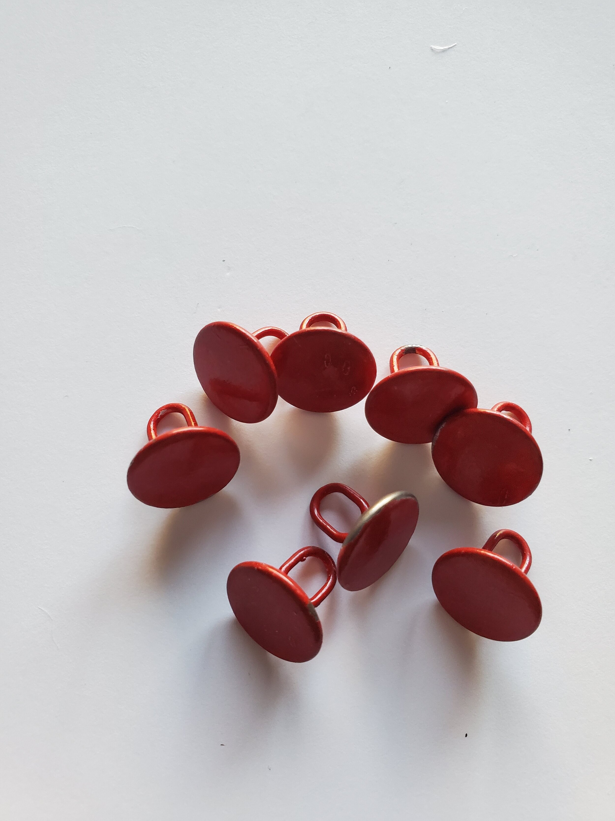 Bright Red Industrial Buttons - Set of 8