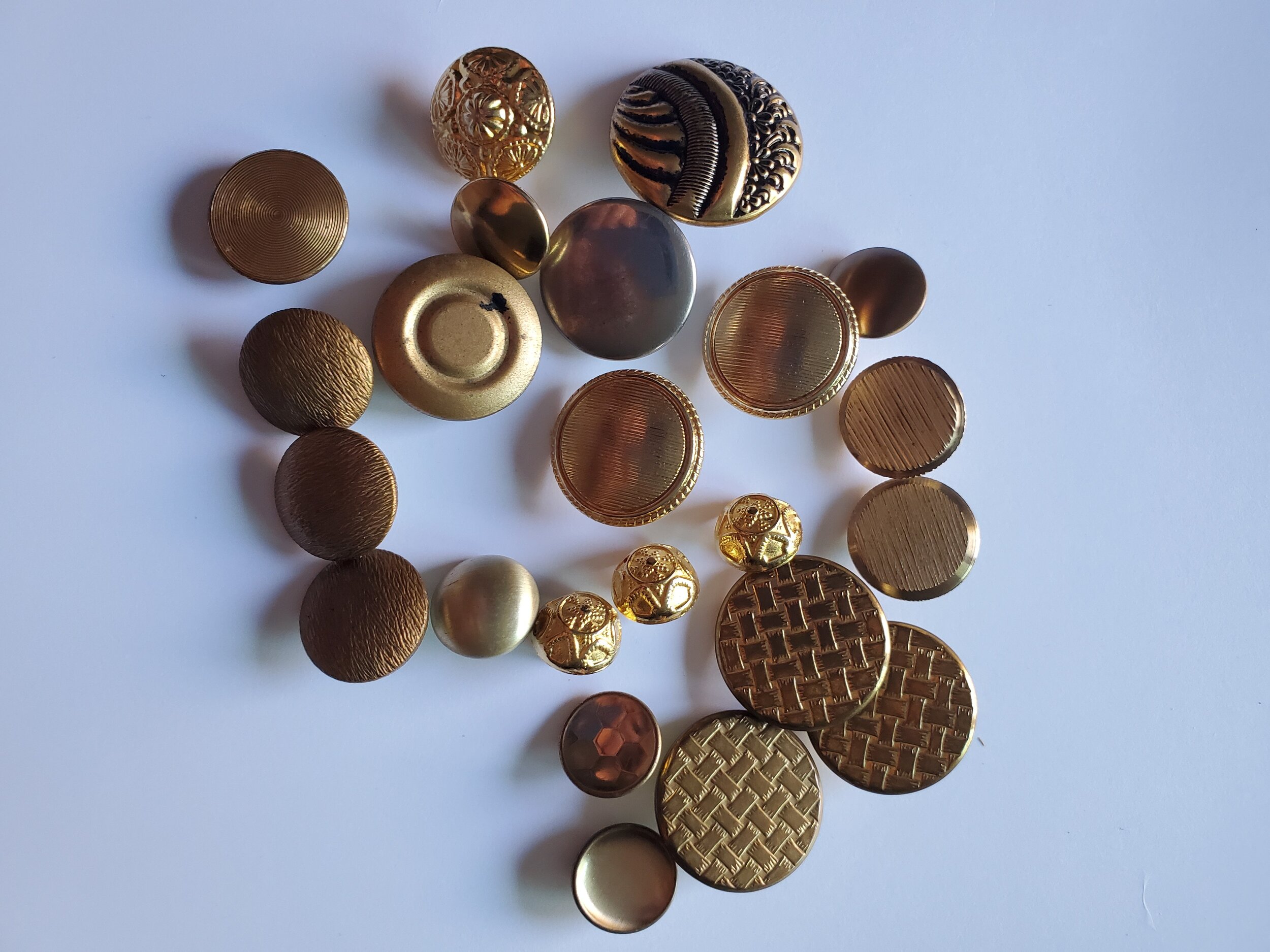 Gold Shanked Buttons - 23 Various Shanked Buttons