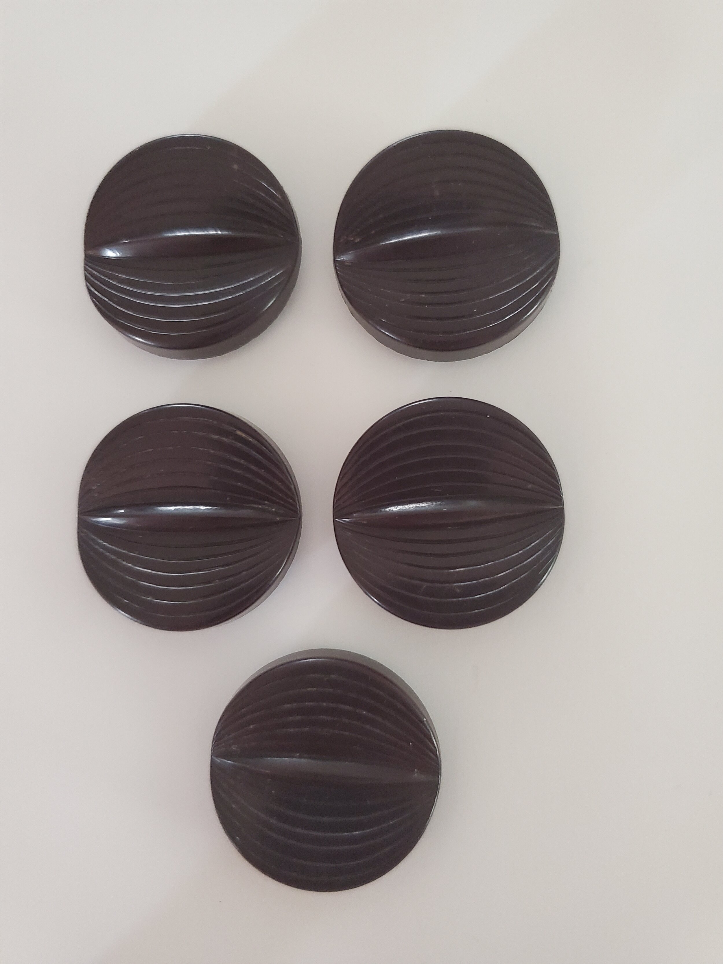 Five Chocolate Brown Vintage Buttons - 1 1/8 Inch3s