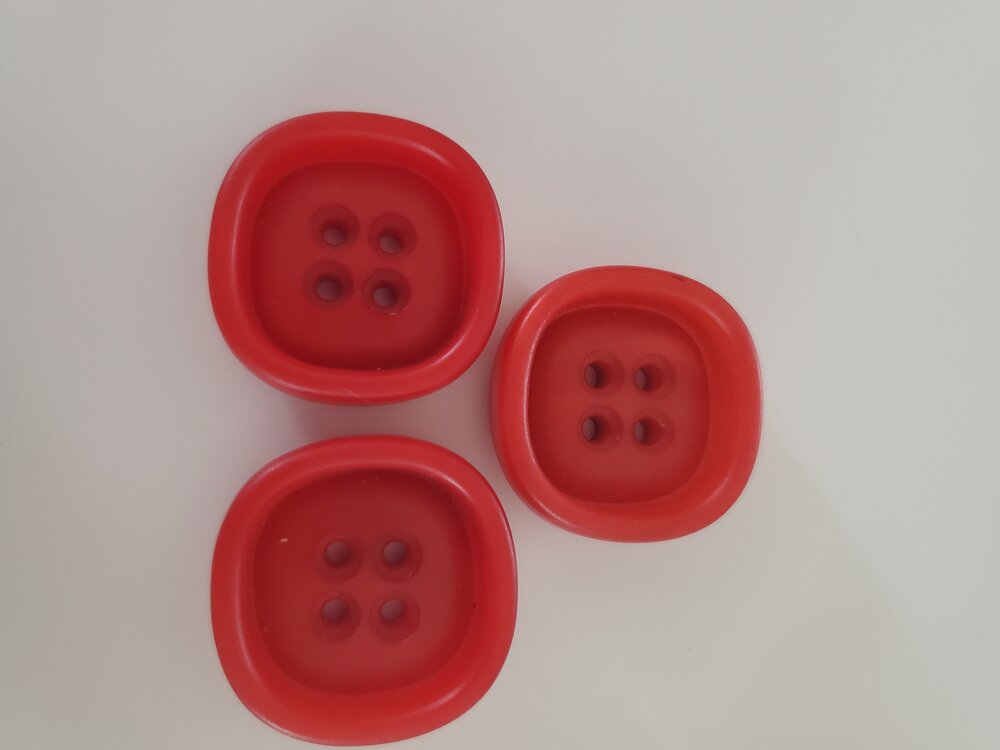 Set of Four - Deep Red Buttons - 7/8 Inches — 183 Vintage Buttons