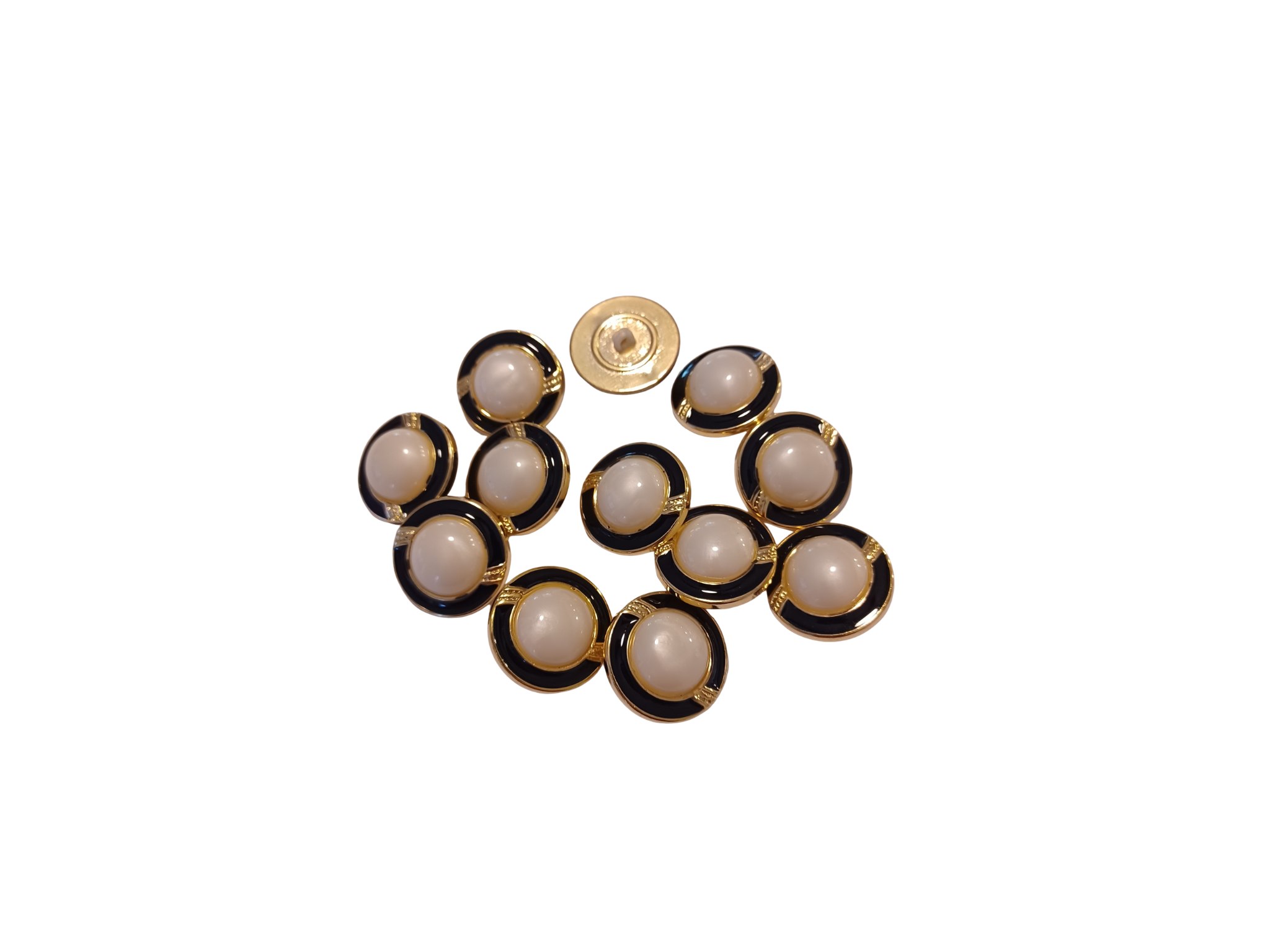 Banded Faux Pearls 1" -  Set of 12 Metalized Plastic