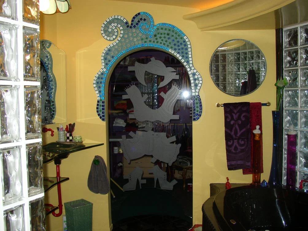 Mosaic Tile, Etched Glass Closet Door