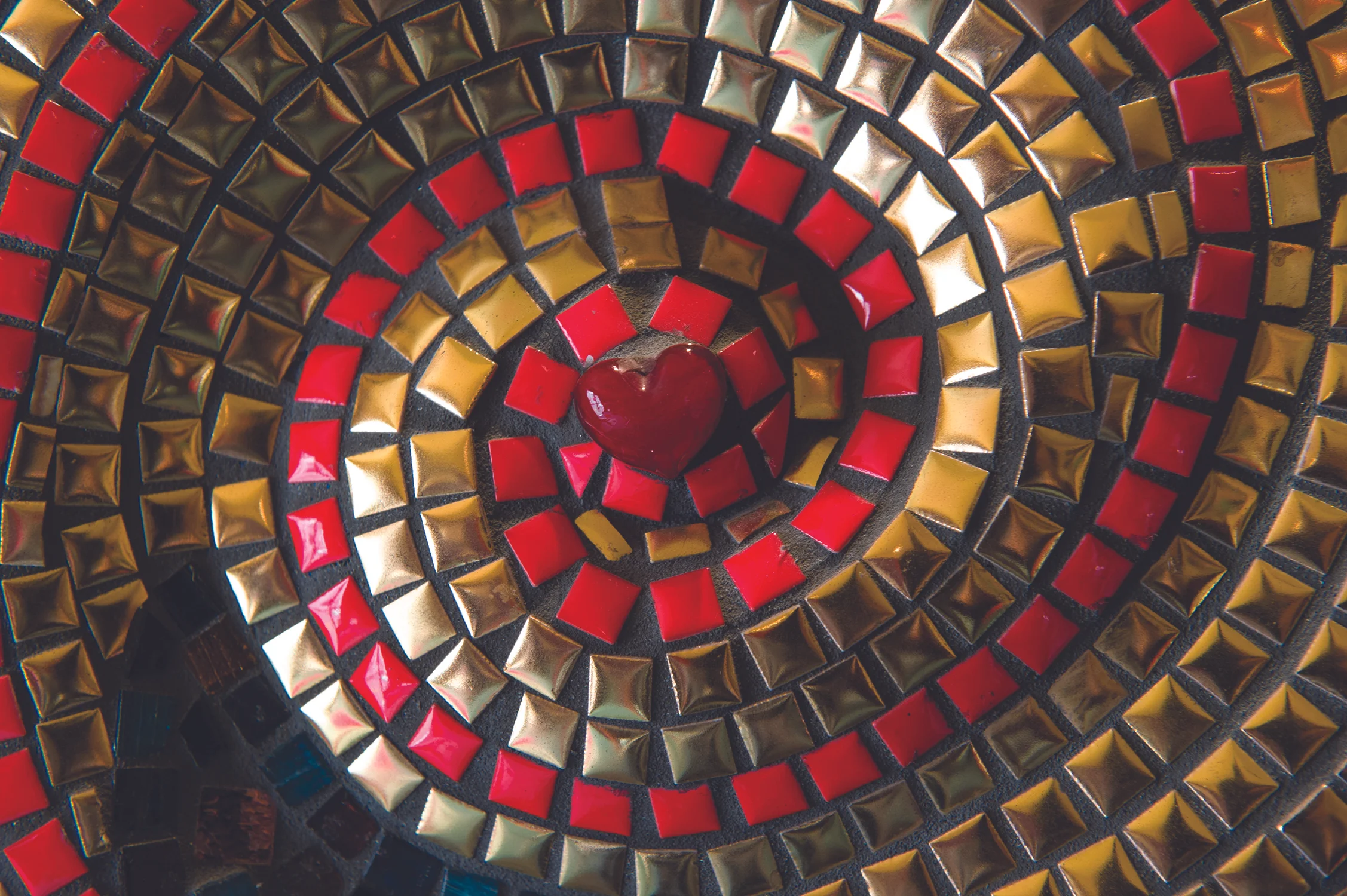Detailed View of Mosaic Tile Fireplace