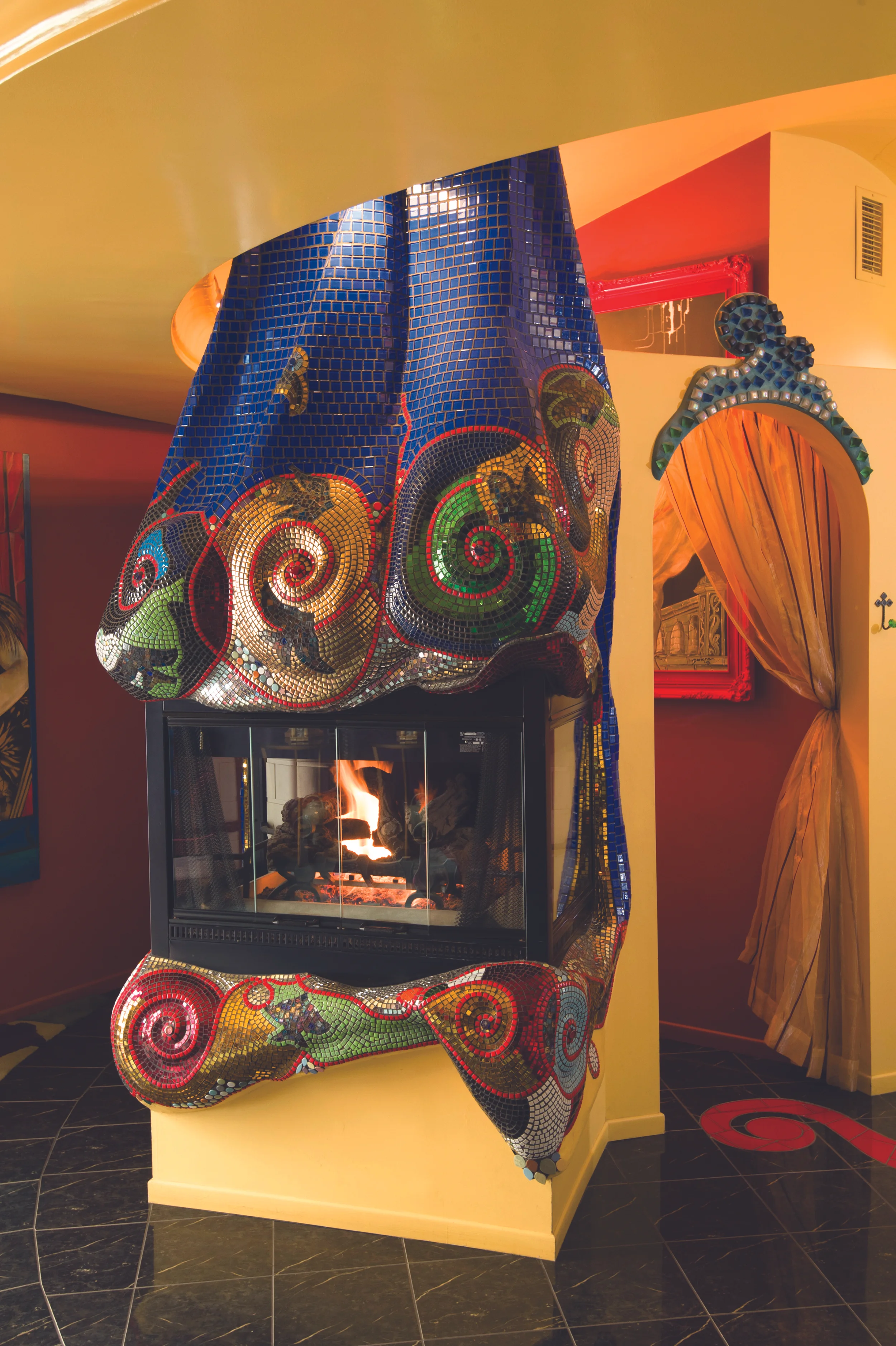 Mosaic Tile Fireplace