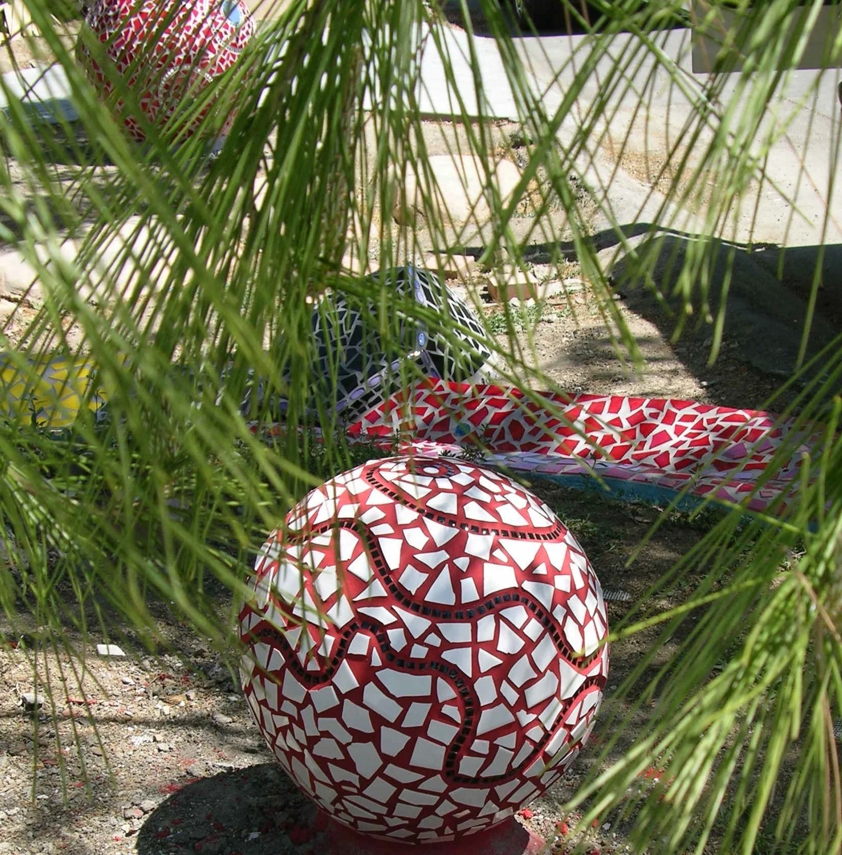 Red Mosaic Garden Ball