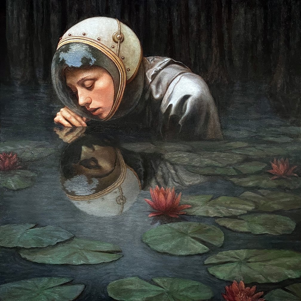  Narcissus, Oil on Canvas Mounted on Wood Panel, 36” x 36”, 2023 