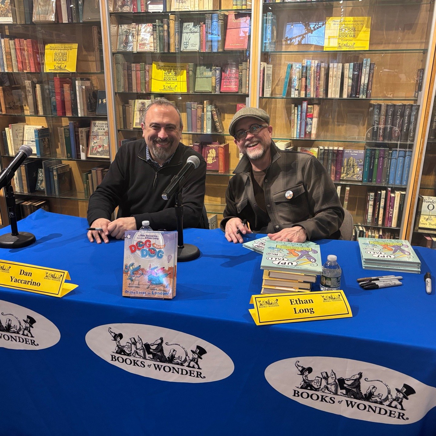 Yesterday, Dan Yaccarino @danyaccarino and Ethan Long @ethanlongisgrateful lit up Books of Wonder NYC @booksofwonder while promoting their new Star Chapter book series Dog Meets Dog! @simonkids Fun was had by all!