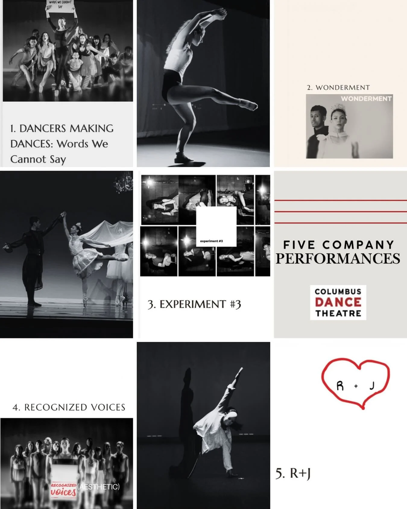 Five Professional Company Performances:

Each performance represents months of rehearsal, collaboration, and behind-the-scenes work. CDT works to provide a space for professional dance artists to be supported financially in their careers. Along with 