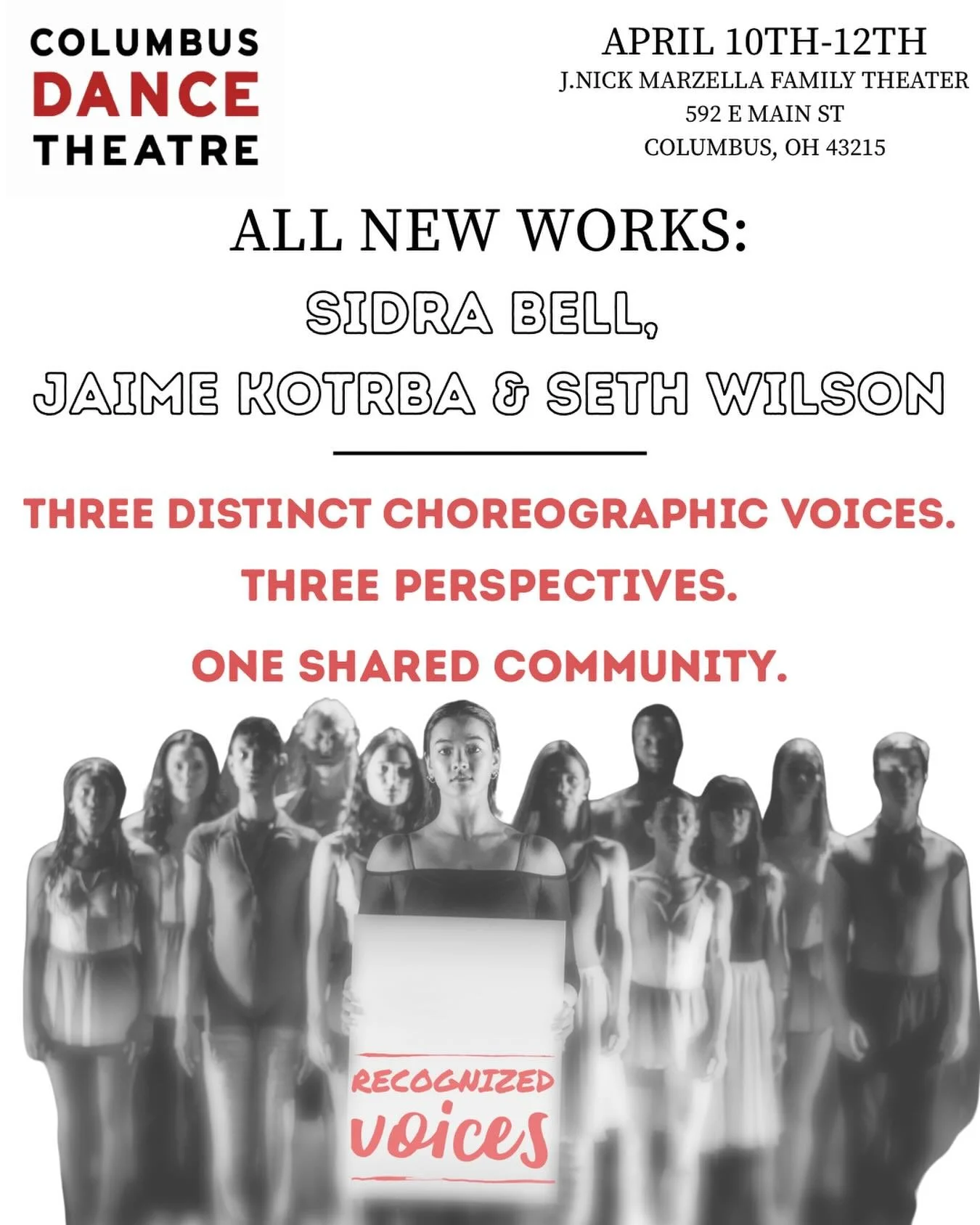 CDT celebrates three distinct choreographic voices in this dynamic showcase of creativity and innovation. Recognized Voices features all-new works by Sidra Bell, Jaime Kotrba, and Seth Wilson, highlighting the diverse artistry and creative energy wit