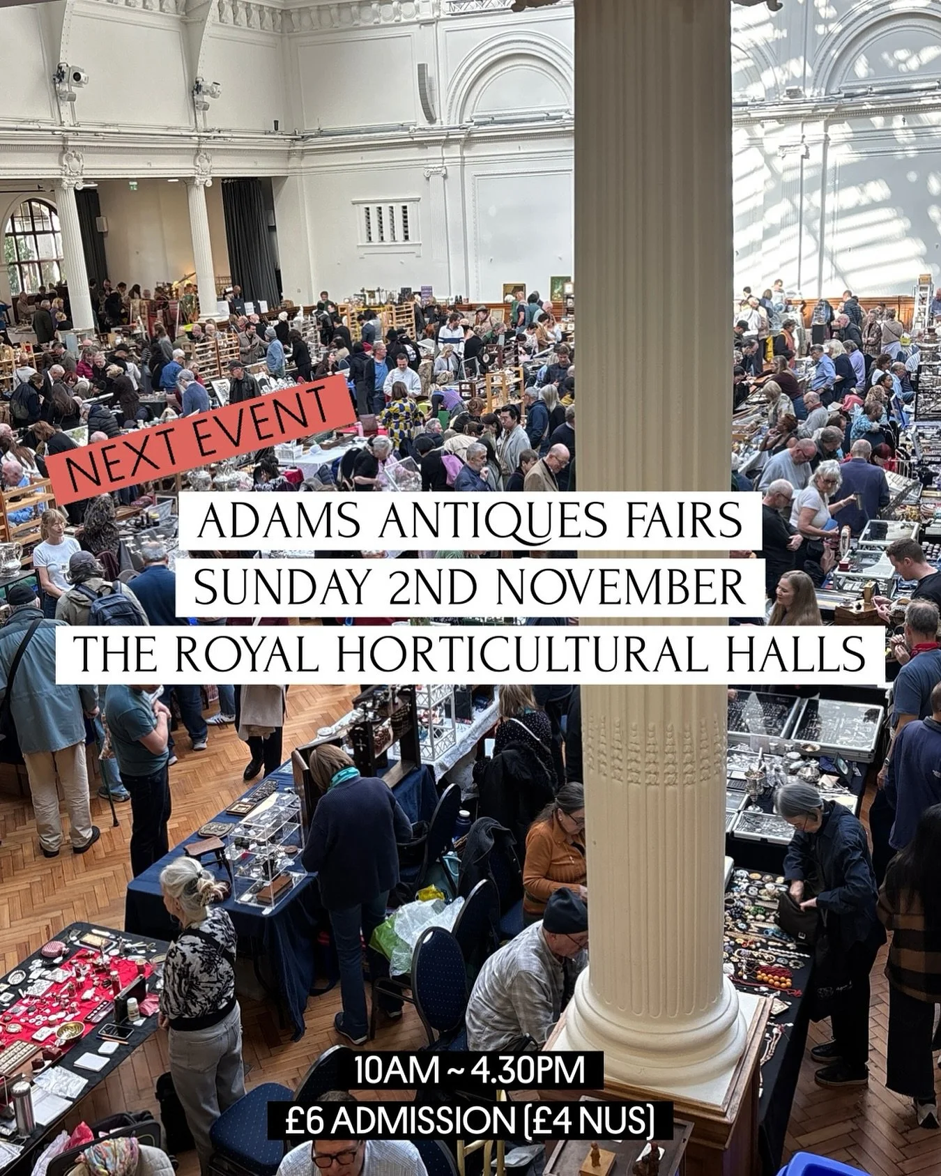 π2nd November Adams Antiques Fair at The Royal Horticultural Halls | 10am ~ 4.30pm
130+ leading exhibitors 
ποΈ Book tickets https://FMNov2025.eventbrite.co.uk
#adamsantiquesfairs #antiquesfair #antiiques #antiquejewellery #decorativeantiques #bro