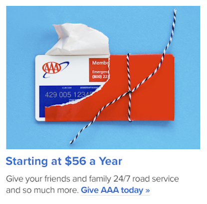 Web banner for current AAA Members to give the gift of AAA