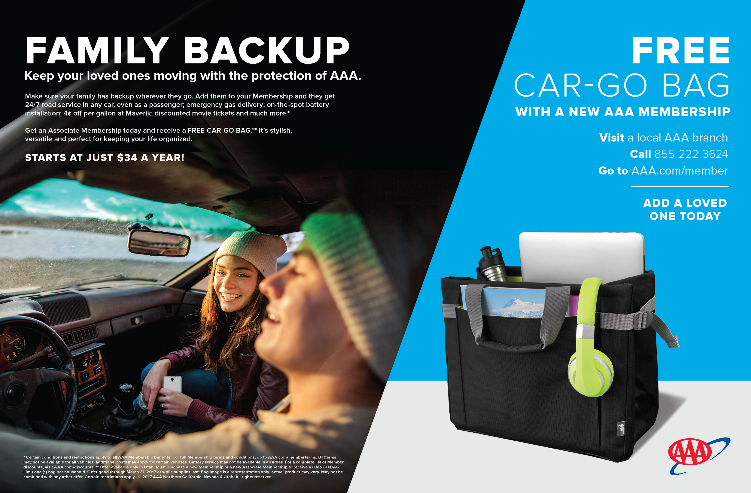 Spread inside AAA Member magazine, Via