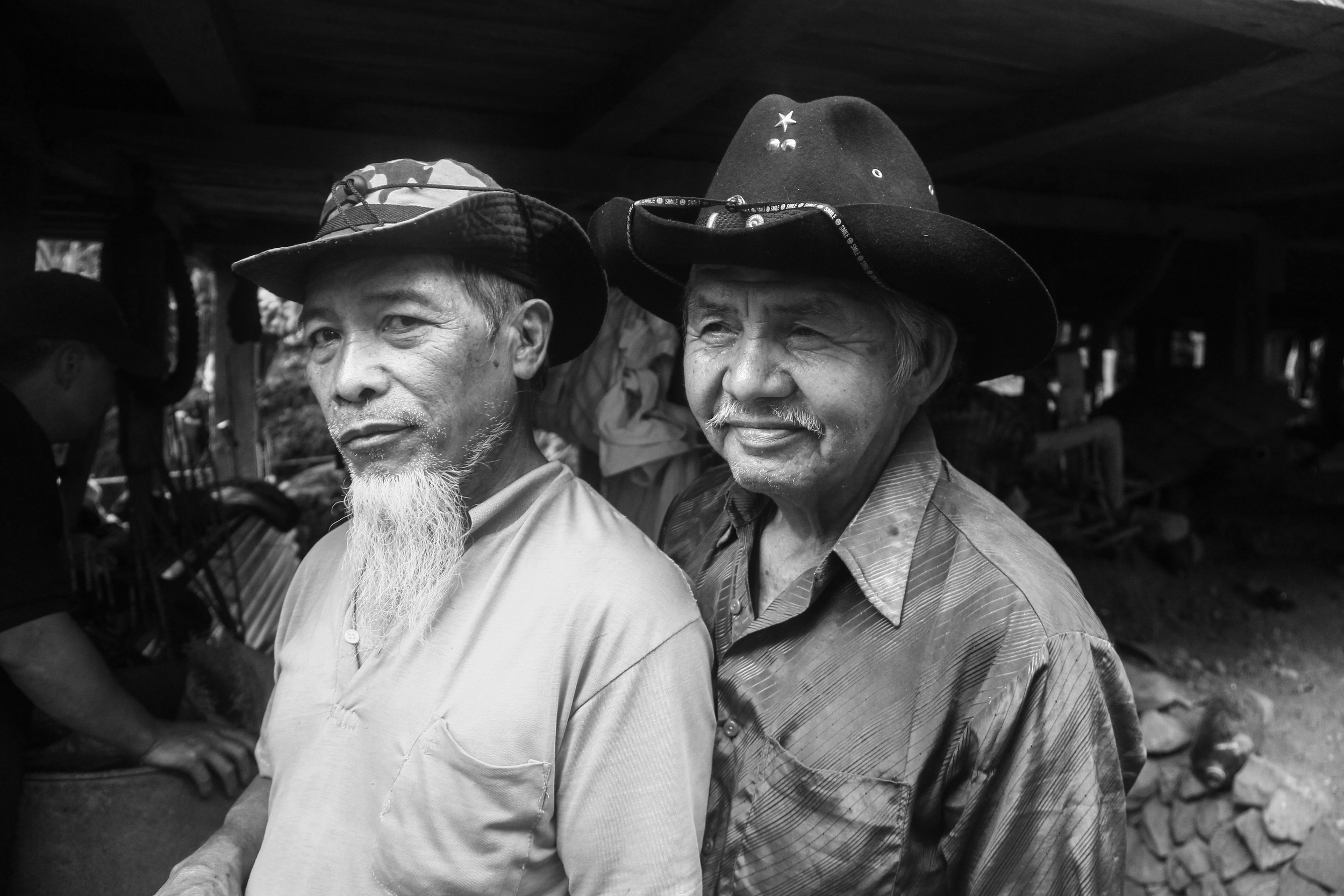A portrait of two elderly men sporting cowboy hats. Kabayan, Benguet.