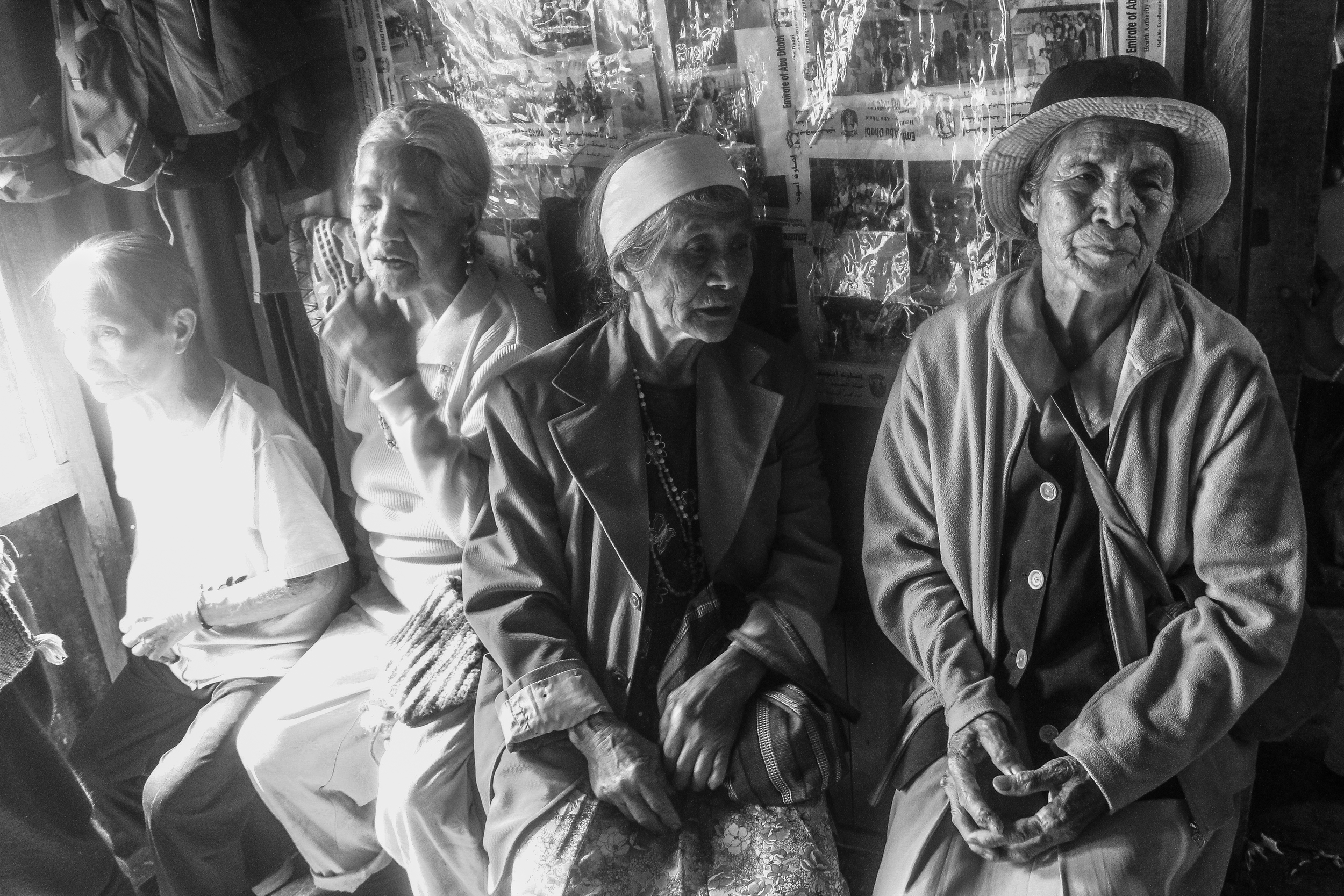 A group of elderly of women in a wedding ceremony. The elderlies play an important role in the Ikalahan community. Their involvement in decision-making and advices in community affairs are sought for. Kabayan, Benguet.