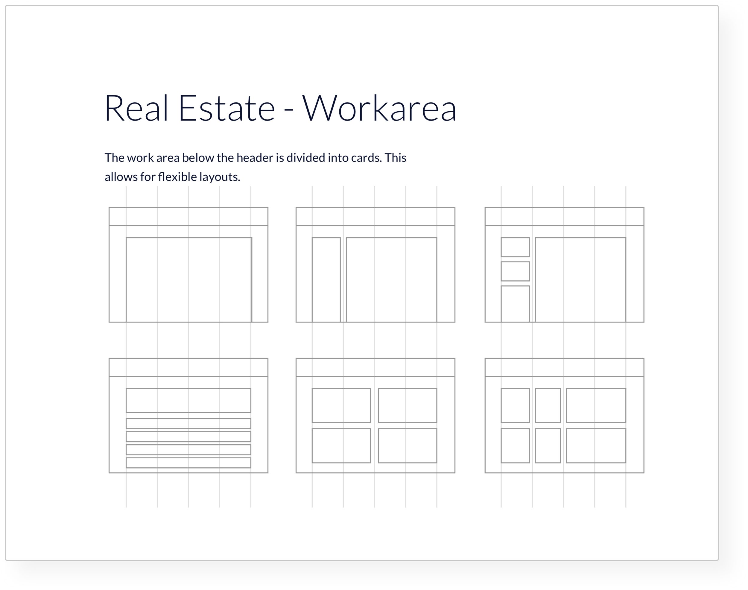 Real estate work area layouts