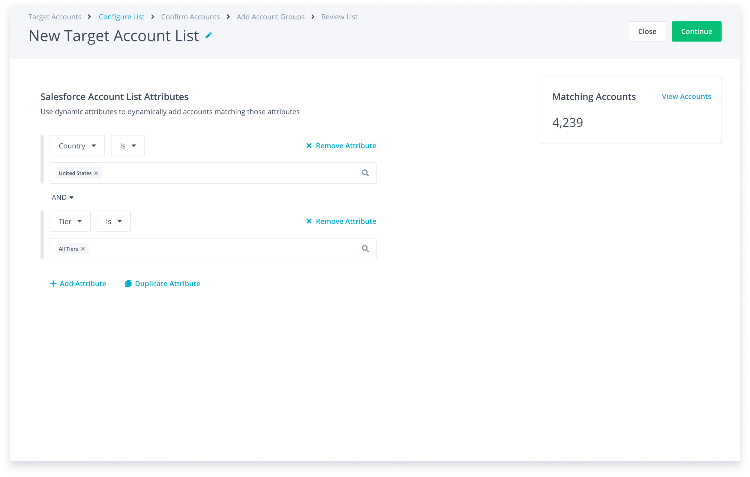 ❌We found during our research that users needed to preview their list while building the logic so this design didn’t work.