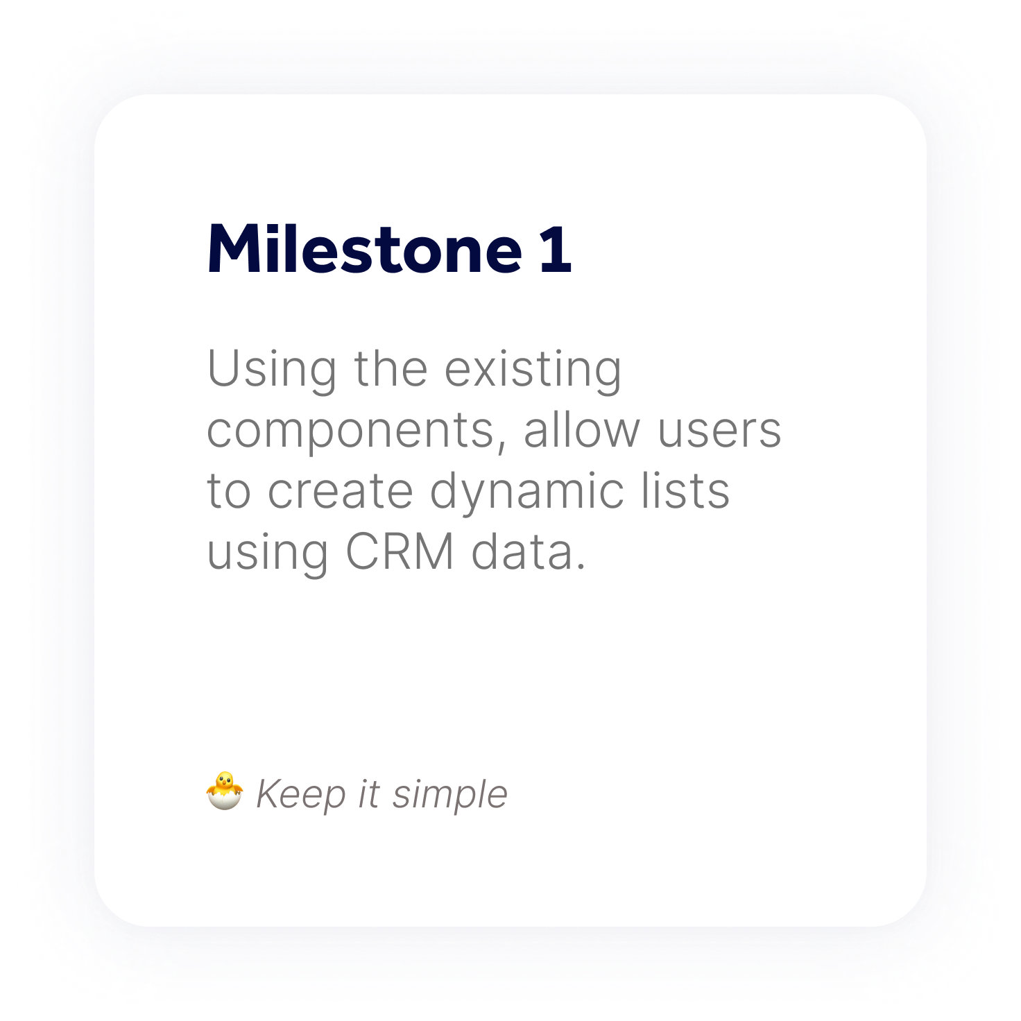 Milestone 1 - using the existing components, allow users to create dynamic lists using CRM data.