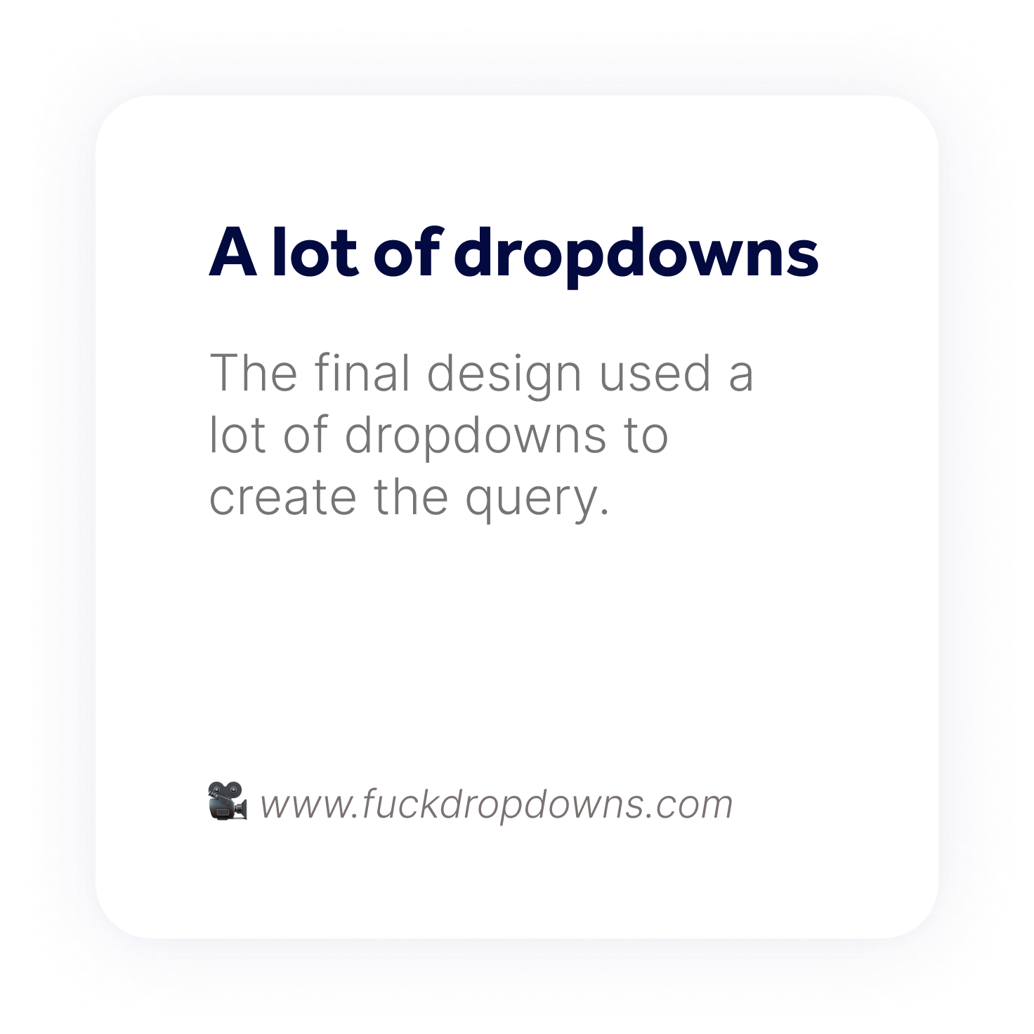 The final design used a lot of dropdowns to create the query.
