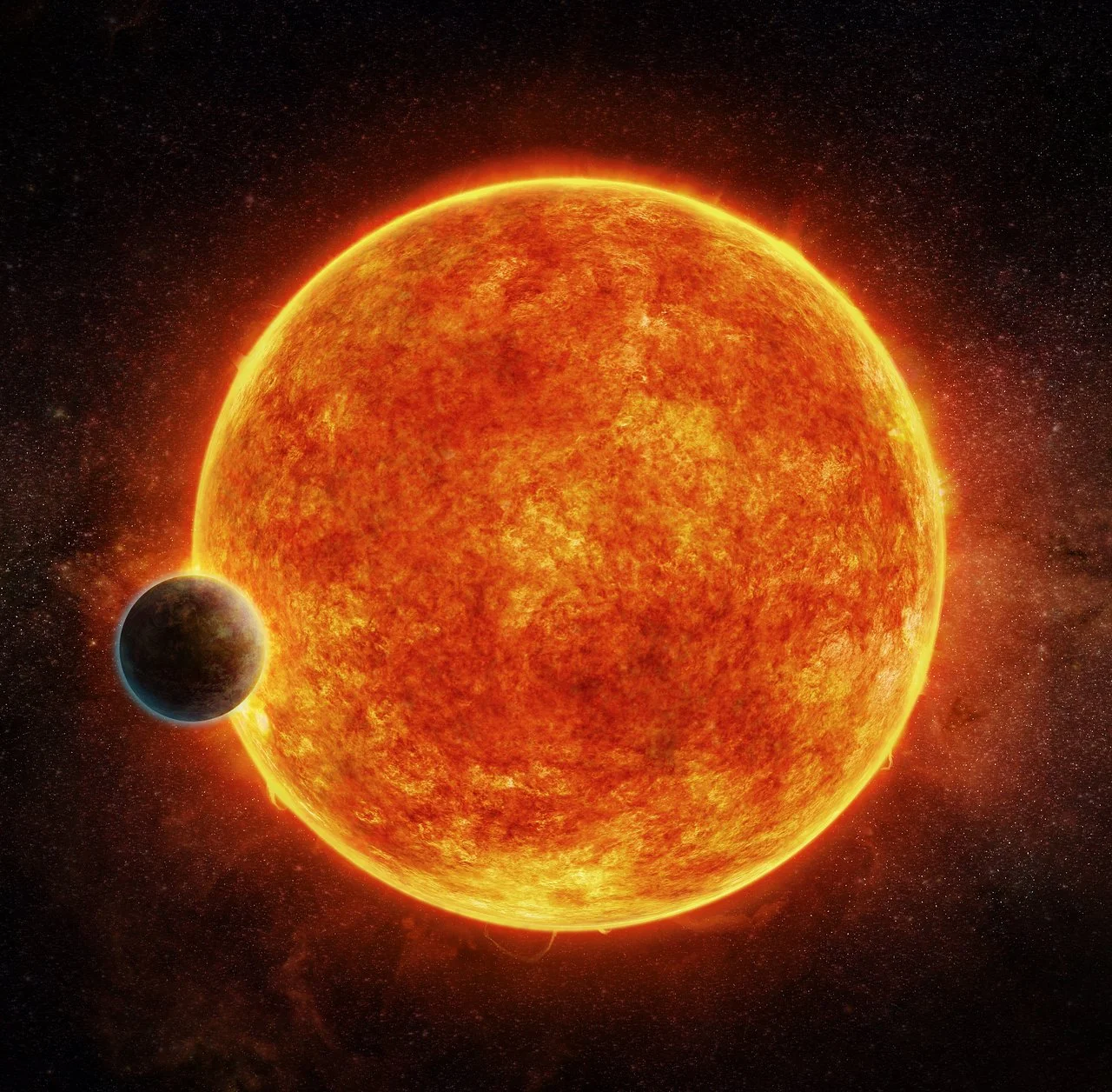 Artist's impression of 1140b. The blue part on the back of the planet depicts the atmosphere the planet might have retained. Credit: M. Weiss/CfA