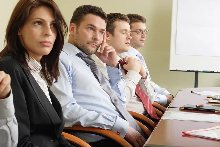 Have you ever looked around the room at a meeting and seen faces that look like this? Hard to believe they are retaining anything at all!