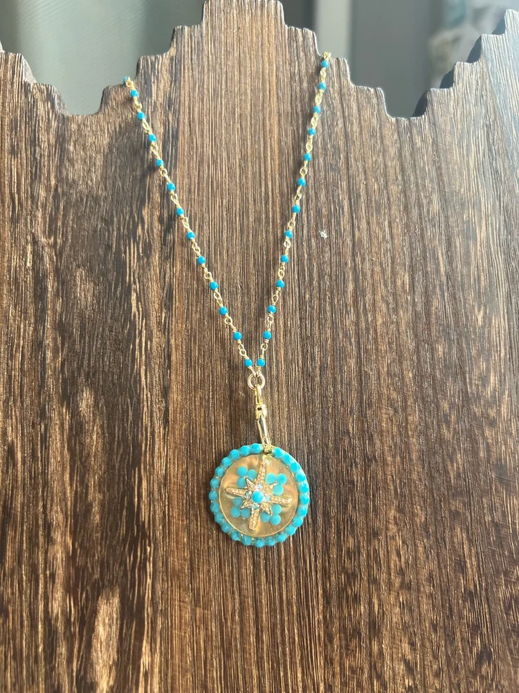 スモーキーブルーRose coin necklace-EMF スモーキーブルーRose coin necklace-EMF SMOKY BLUE ONLINE
