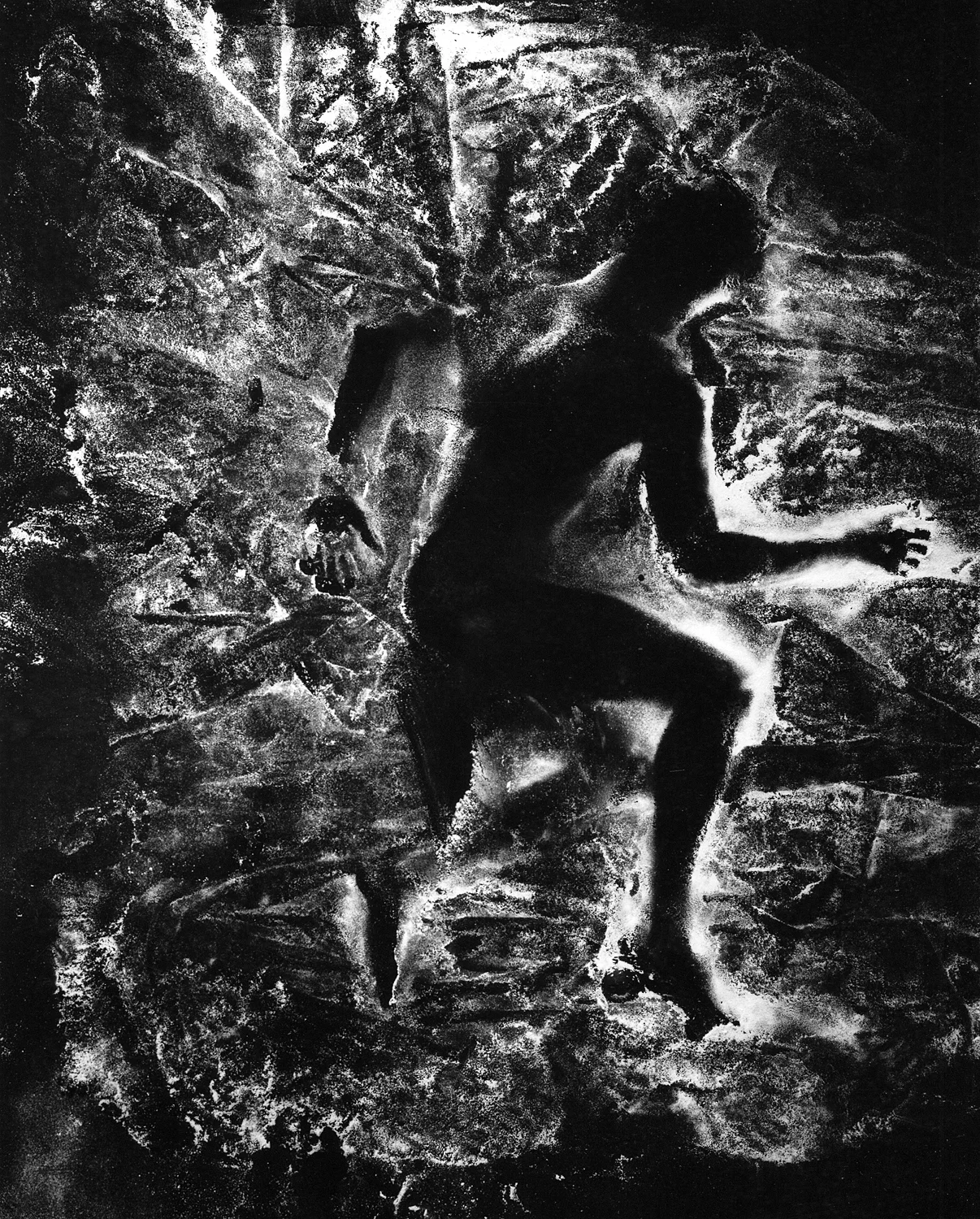 I lay down and had flour dropped on me, for Ralph Ellison 1999, 40" x 30", Silver print
