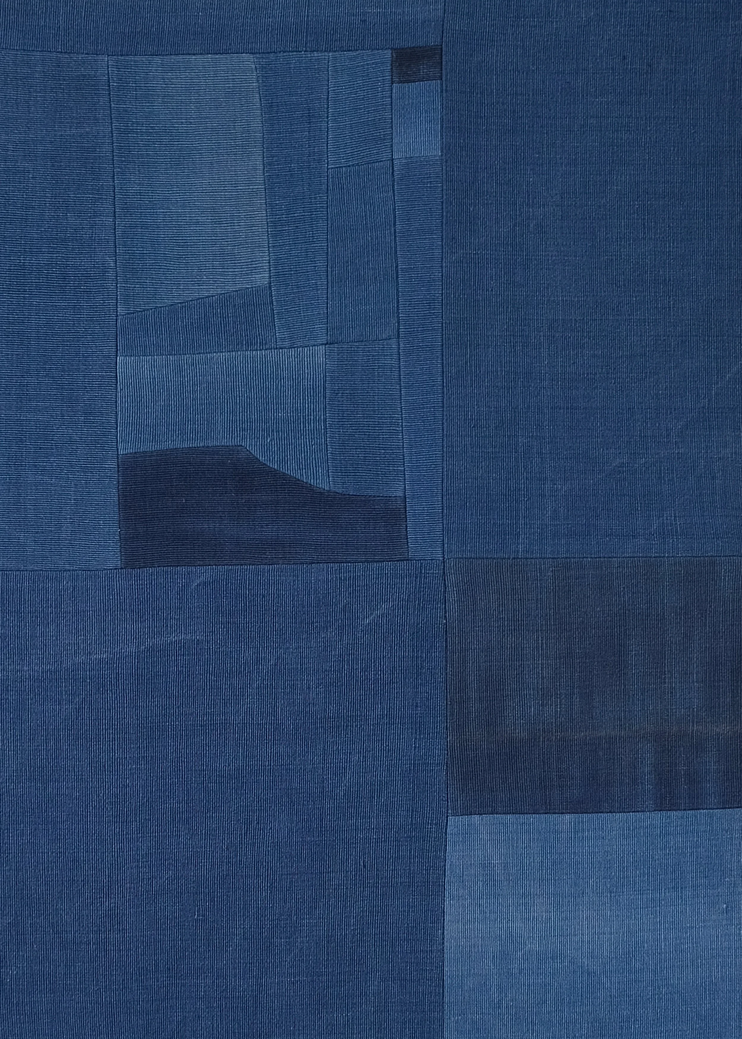 Detail of Colour Fields III showing reconstructed handwoven cotton cloth and subtle tonal variation created through age and use.
