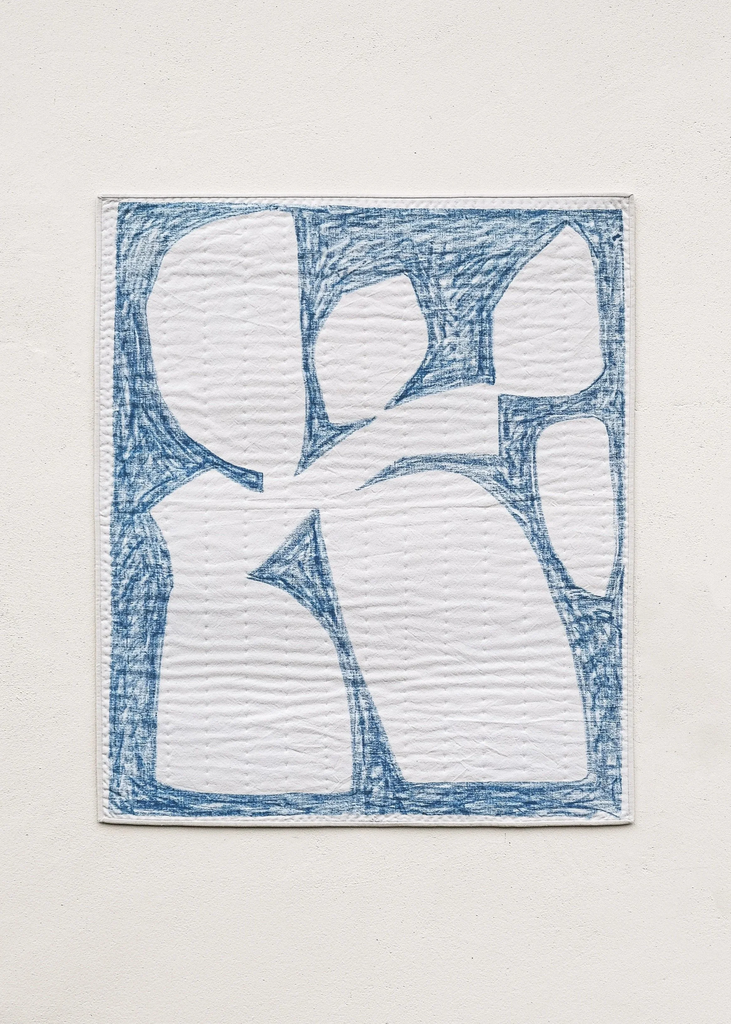 mark made forms on cloth, sculptural shapes on fabric  for House of Quinns drawing quilt series