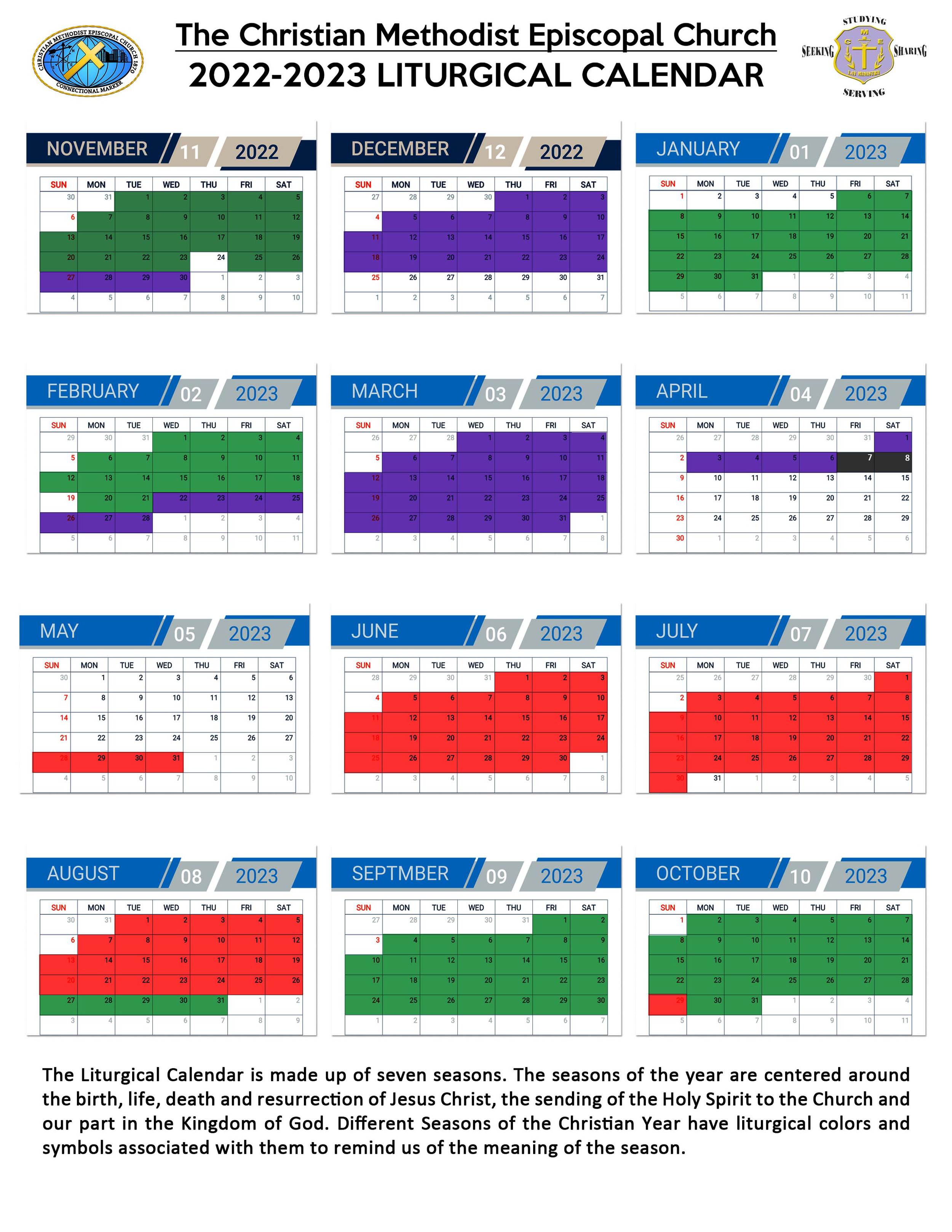 Liturgical Calendar — West End Tabernacle C.M.E. Church Liturgical Calendar — West End Tabernacle C.M.E. Church